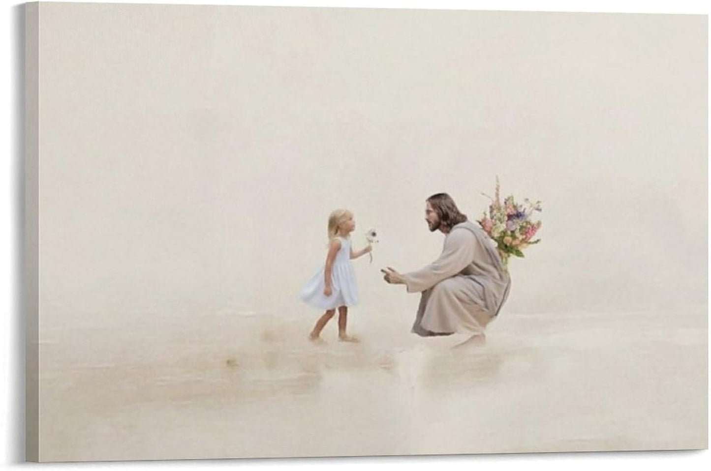 Jesus Christ Mural - Jesus And Blonde Girl - Jesus Art Minimalist Bible Canvas Painting Christian Painting Jesus God Gift Poster Picture Living Room Bedroom Decoration 16x24inch(40x60cm)