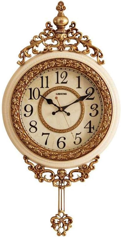 SHISEDECO Elegant, Traditional, Decorative, Hand Painted Modern Grandfather Wall Clock Fancy Ethnic Luxury Handmade Decoration, Swinging Pendulum for New Room or Office. Large. 29.5 Inch. (Blue)