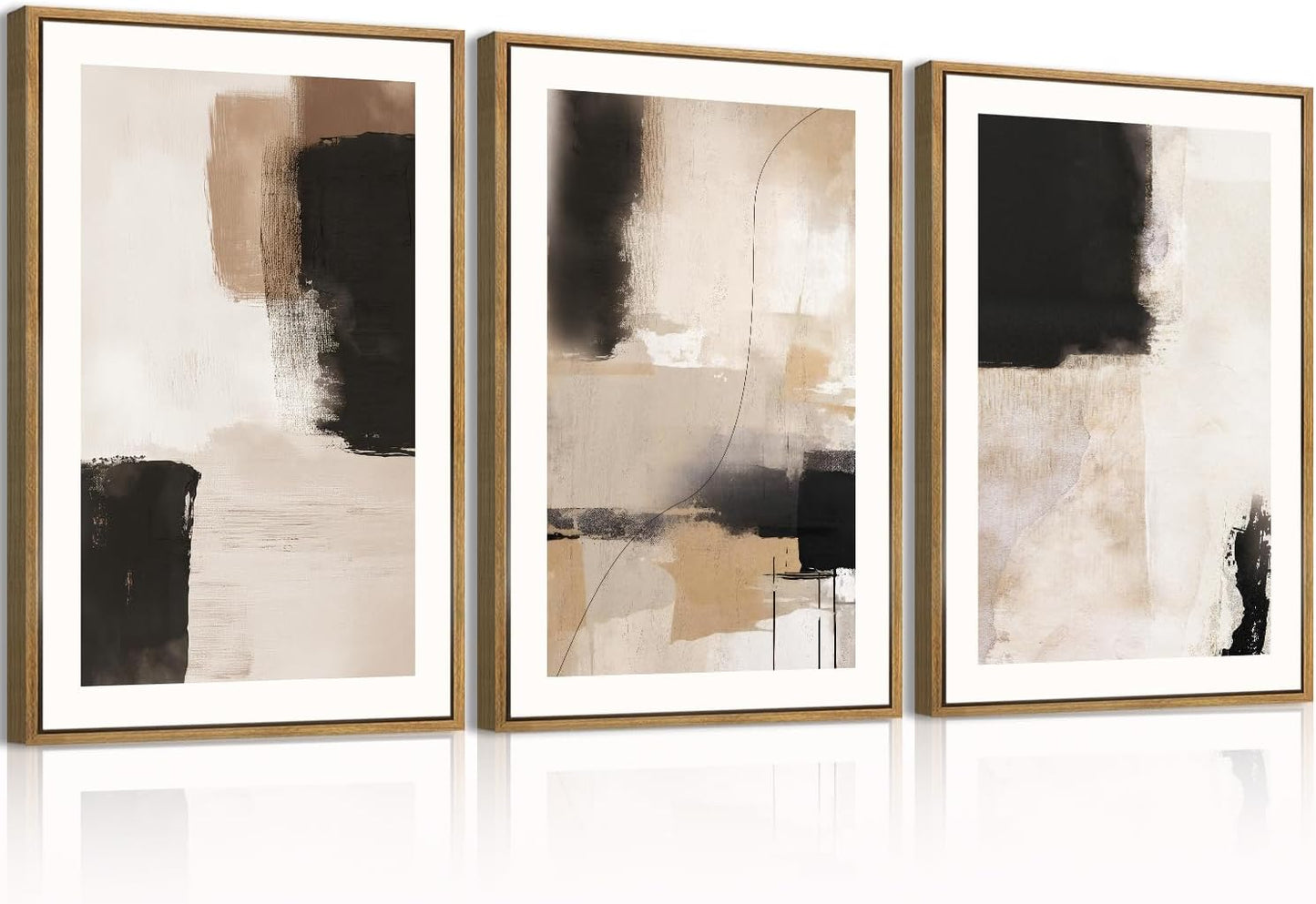 ANHUIB Jesus Wall Art 16x24 Inch Jesus Feeds The 5000 Canvas Wall Art Set of 3 Framed Christian Wall Decor Modern Abstract Art Print for Living Room Bedroom Office