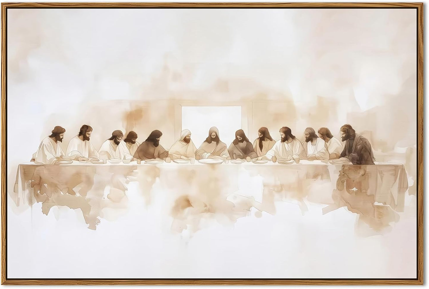 Jesus Last Supper Wall Art, Christian Wall Decor Paintings, Christ Pictures Religious Home Decor for Living Room Dining Room Church Prayer Room Bedroom 24x36 inch Floating Framed
