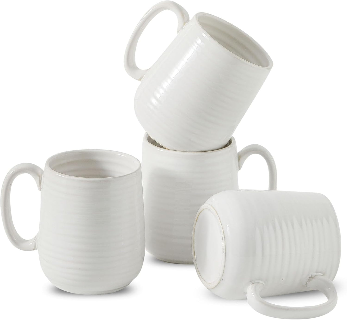 Hasense Coffee Mugs Set of 6, 12 Ounce Coffee Cups Set with Handle, Ceramic Tea Mugs for Kitchen, Blue Latte Mugs for Coffee,Cocoa, Tea, Stylish Mug Gift, Dishwasher and Microwave Safe