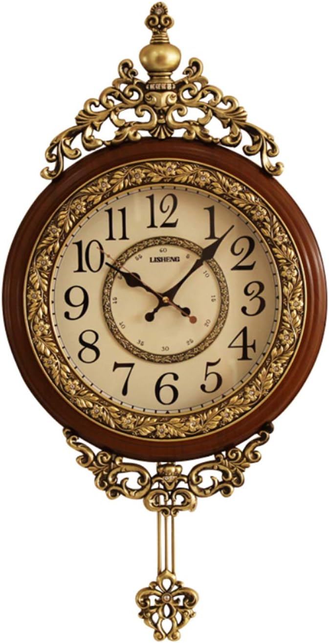 SHISEDECO Elegant, Traditional, Decorative, Hand Painted Modern Grandfather Wall Clock Fancy Ethnic Luxury Handmade Decoration, Swinging Pendulum for New Room or Office. Large. 29.5 Inch. (Blue)