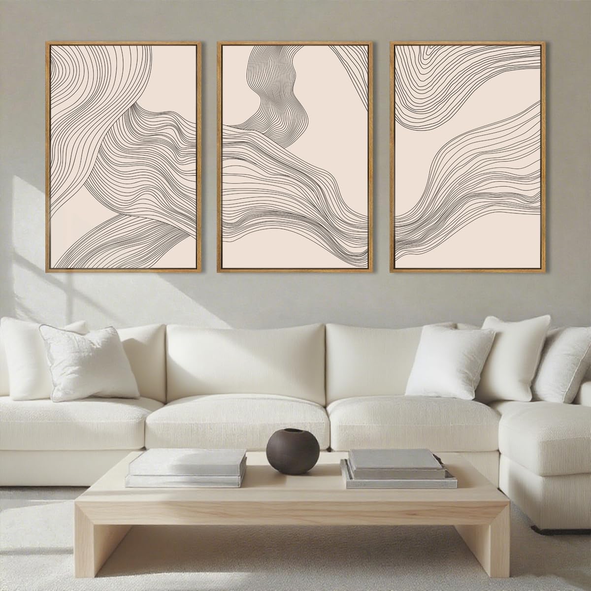 ANHUIB Jesus Wall Art 16x24 Inch Jesus Feeds The 5000 Canvas Wall Art Set of 3 Framed Christian Wall Decor Modern Abstract Art Print for Living Room Bedroom Office