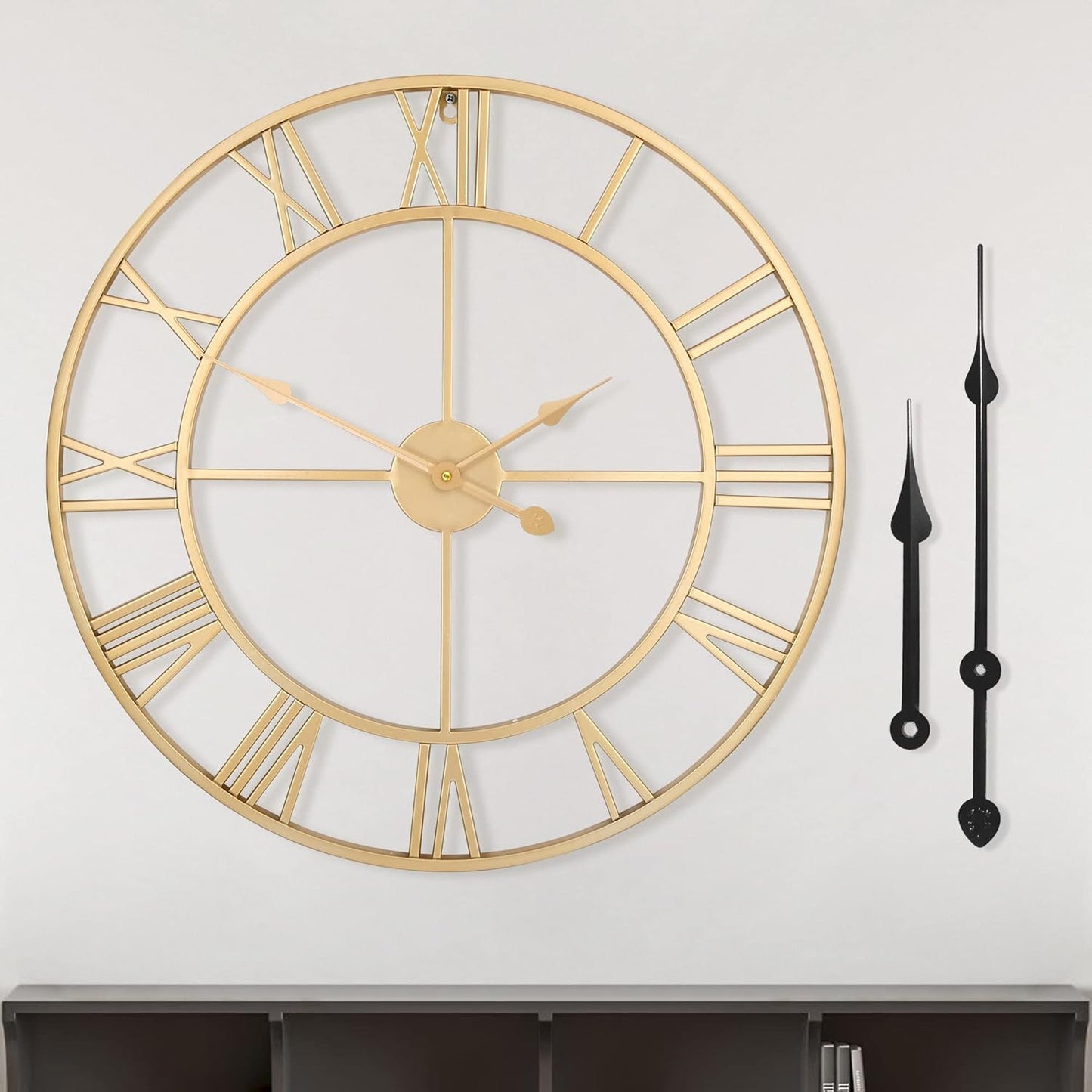 LEIKE 40 Inch Extra Large Wall Clock, Decorative Oversized Arabic Numerals Battery Operated Black Metal Wall Clocks for Living Room,Kitchen,Office, Farmhouse,Entrance Decor