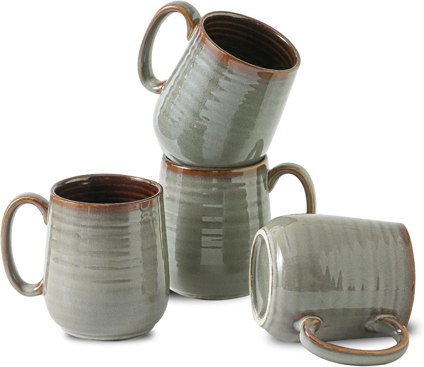 Hasense Coffee Mugs Set of 6, 12 Ounce Coffee Cups Set with Handle, Ceramic Tea Mugs for Kitchen, Blue Latte Mugs for Coffee,Cocoa, Tea, Stylish Mug Gift, Dishwasher and Microwave Safe