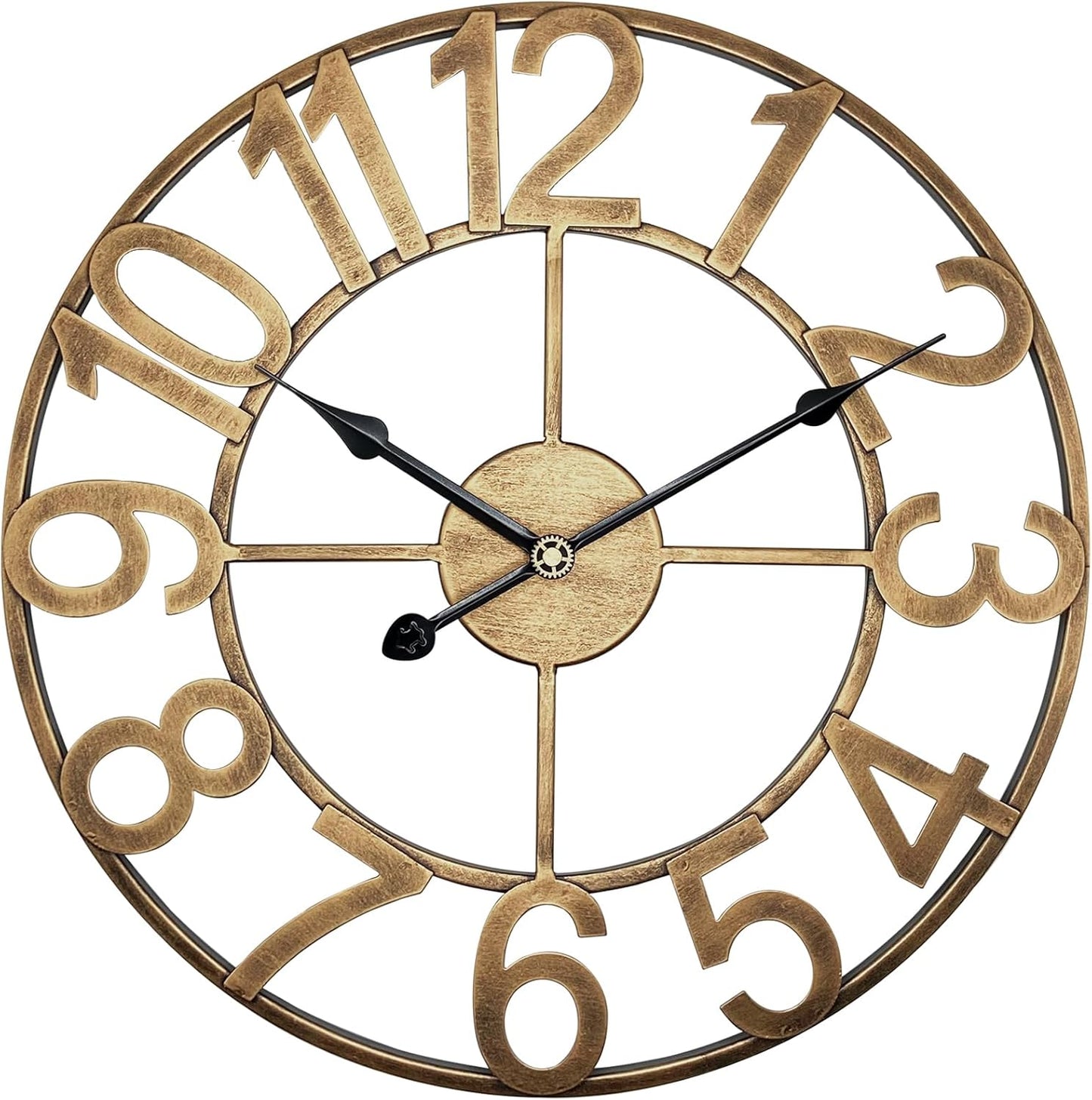 Large Outdoor Clock, 30 Inch Silent Non-Ticking Battery Operated Outdoor Wall Clock, Black Modern Metal Wall Clock for Patio, Porch, Pool Area, Kitchen, Bedroom, Living Room, Farmhouse Decor