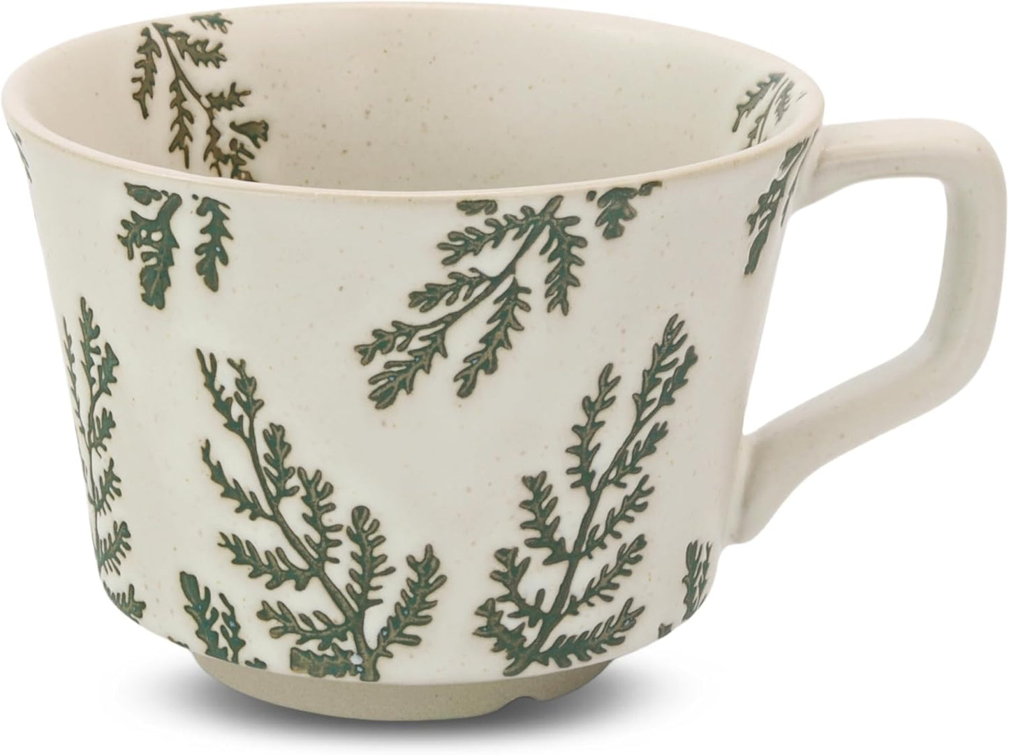 Ceramic Coffee Mug, 12 oz Novelty Unique Teacup with Large Handle, Stoneware Cup for Tea Mocha Latte Cappuccino Espresso (Set of 4, Butterfly Grass Ivy and Leaf)