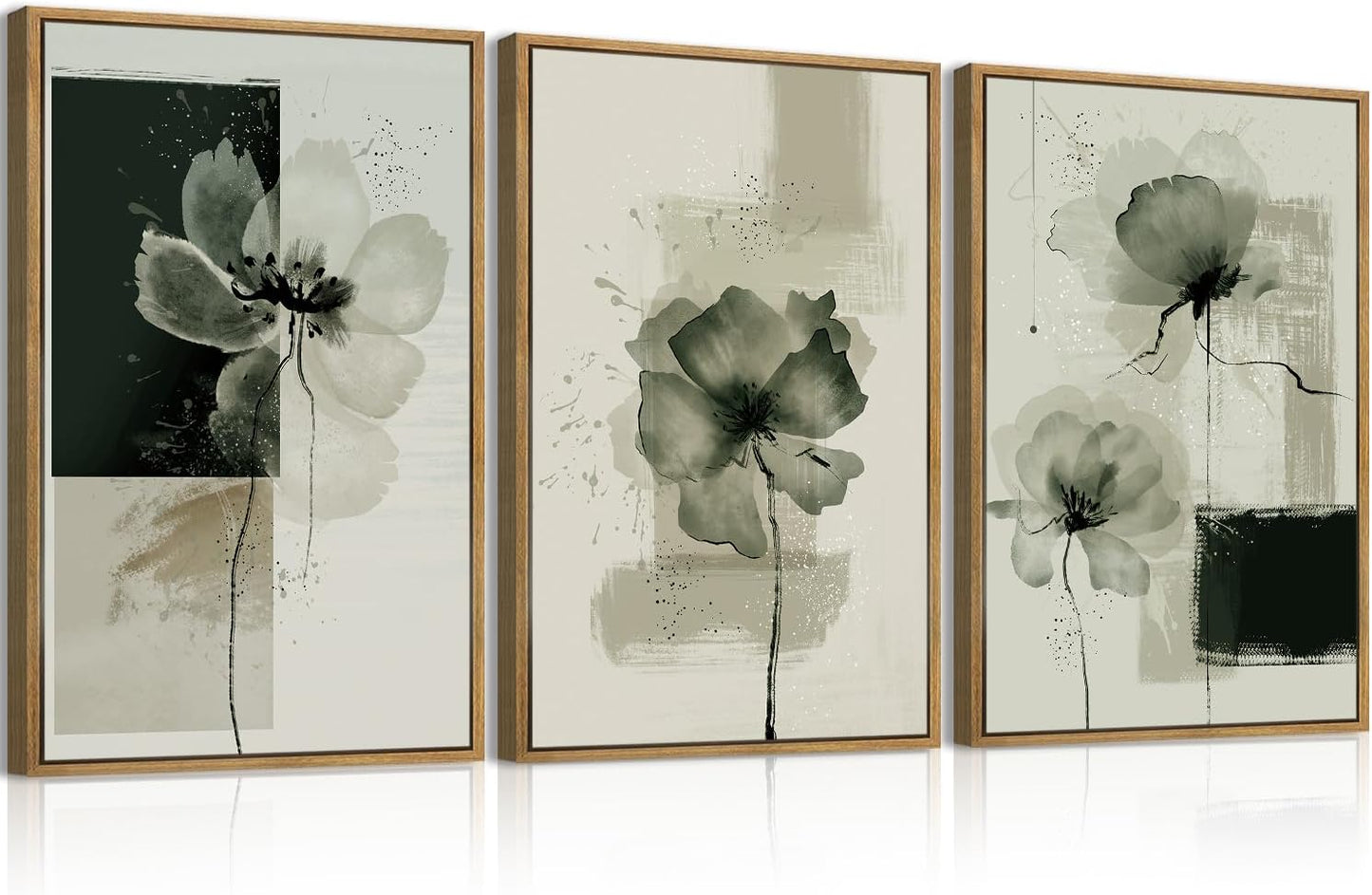 ANHUIB Jesus Wall Art 16x24 Inch Jesus Feeds The 5000 Canvas Wall Art Set of 3 Framed Christian Wall Decor Modern Abstract Art Print for Living Room Bedroom Office