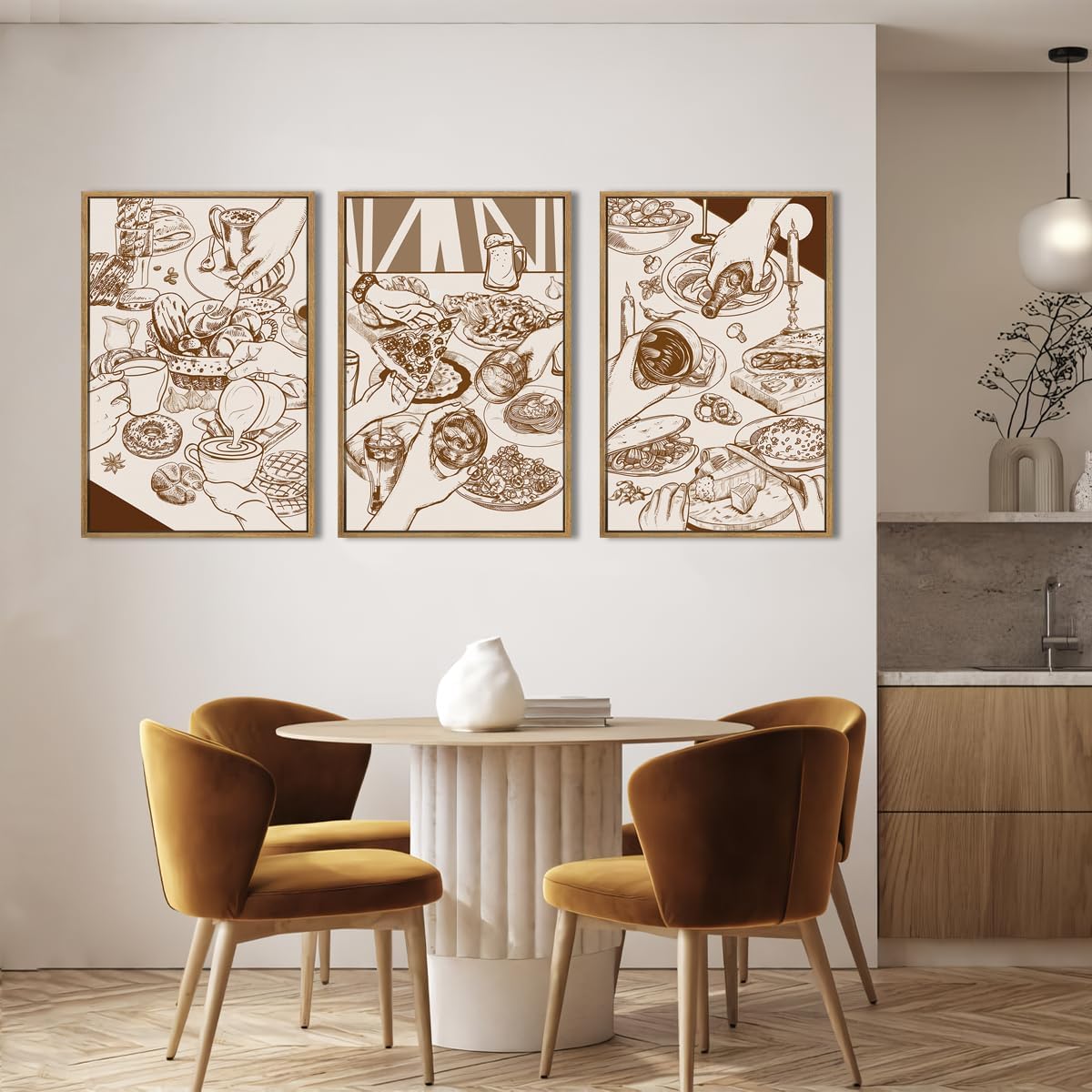 ANHUIB Jesus Wall Art 16x24 Inch Jesus Feeds The 5000 Canvas Wall Art Set of 3 Framed Christian Wall Decor Modern Abstract Art Print for Living Room Bedroom Office