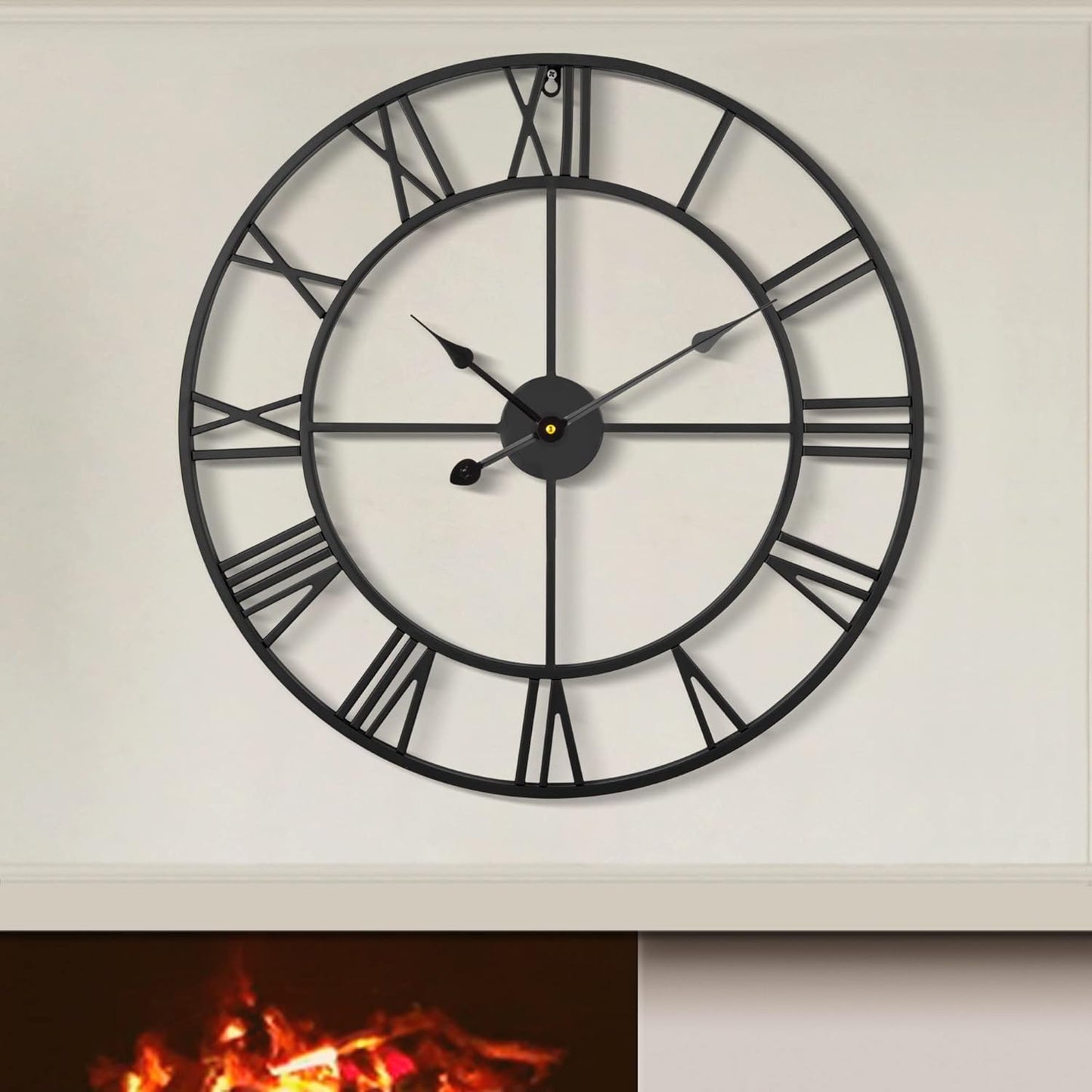 LEIKE 40 Inch Extra Large Wall Clock, Decorative Oversized Arabic Numerals Battery Operated Black Metal Wall Clocks for Living Room,Kitchen,Office, Farmhouse,Entrance Decor