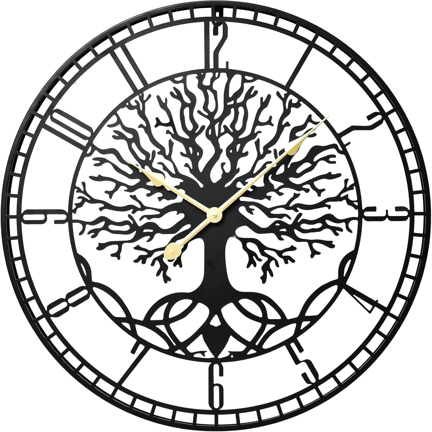 30 Inch Large Wall Clock Farmhouse Style - Brown Silent Non-Ticking Rustic Decor for Living Room, Kitchen, Bedroom