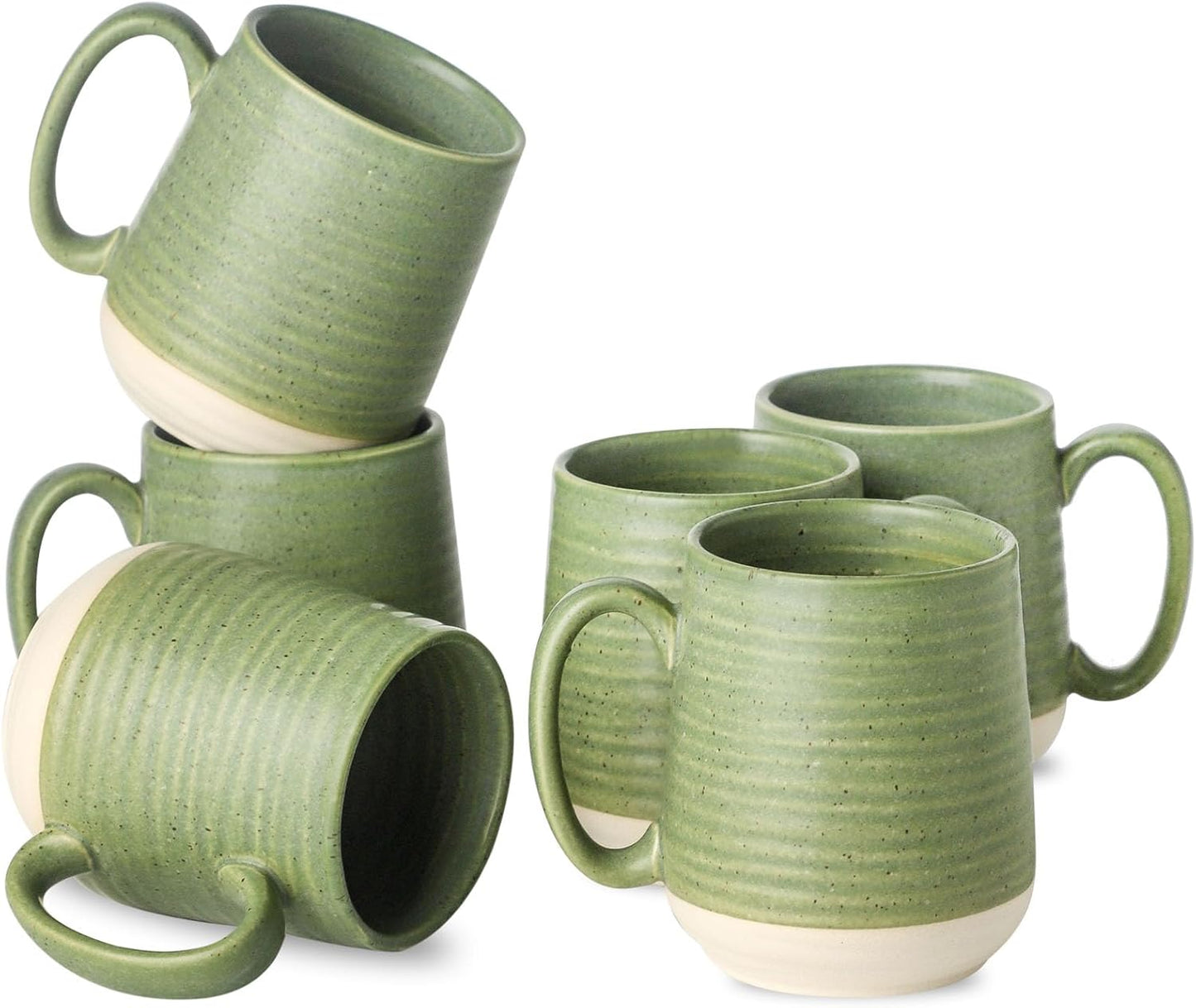 Hasense Porcelain Coffee Mugs Set of 6, 15 Ounce Large Ceramic Coffee Cups Set with Handle for Latte, Tea, Cocoa and Hot Chocolate, Sky Blue Coffee Mugs for Men and Women, Microwave Safe