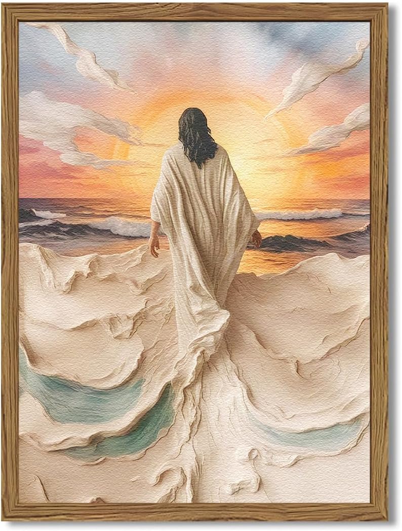 Jesus Last Supper Wall Art, Christian Wall Decor Paintings, Christ Pictures Religious Home Decor for Living Room Dining Room Church Prayer Room Bedroom 24x36 inch Floating Framed