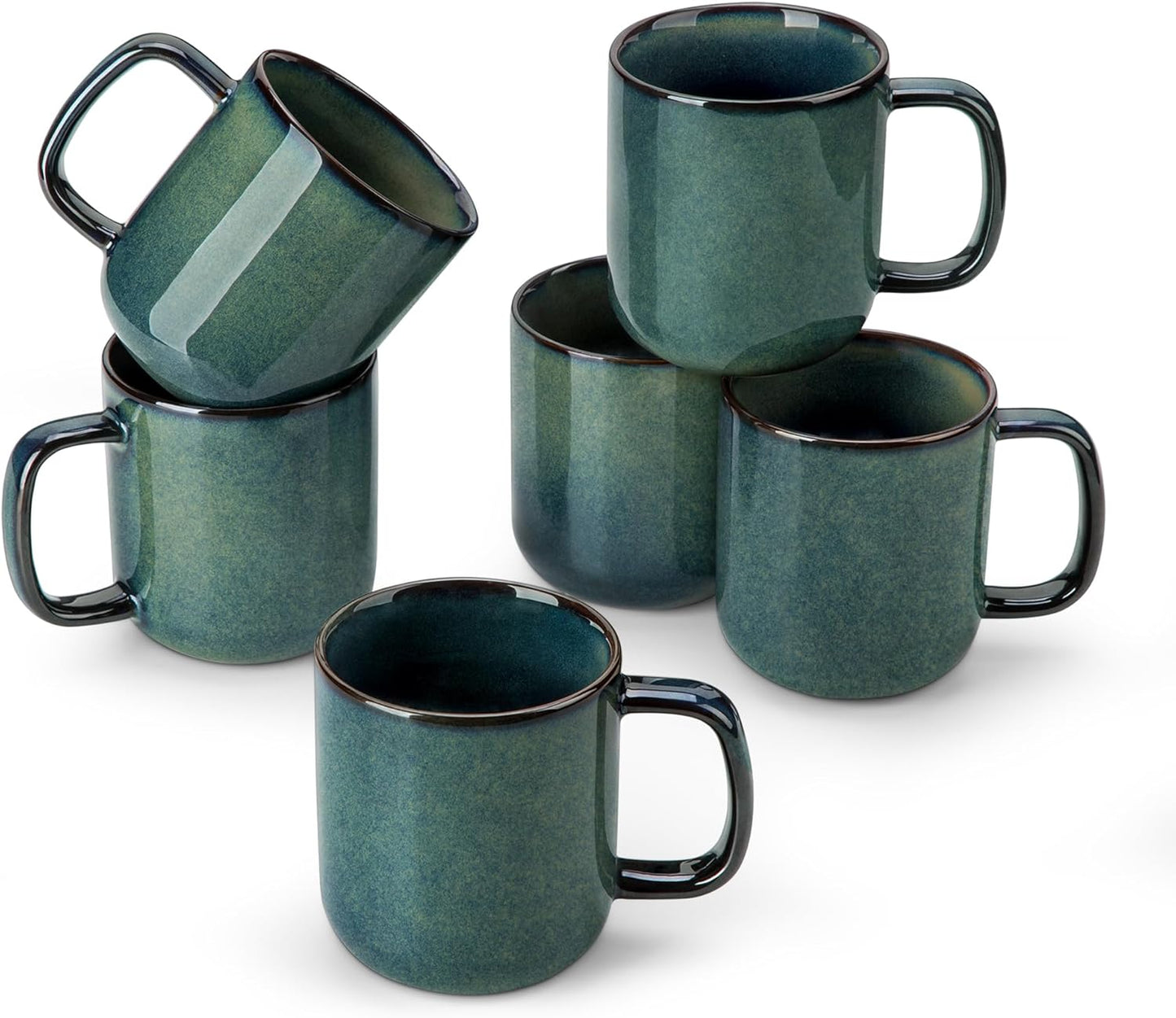 vancasso Porcelain Coffee Mugs Set, 16 oz Ceramic Coffee Cups for Americano Hot Tea Iced Coffee Cold Brew Cocoa Milk Mugs Set of 6, Dishwasher & Microwave Safe, White