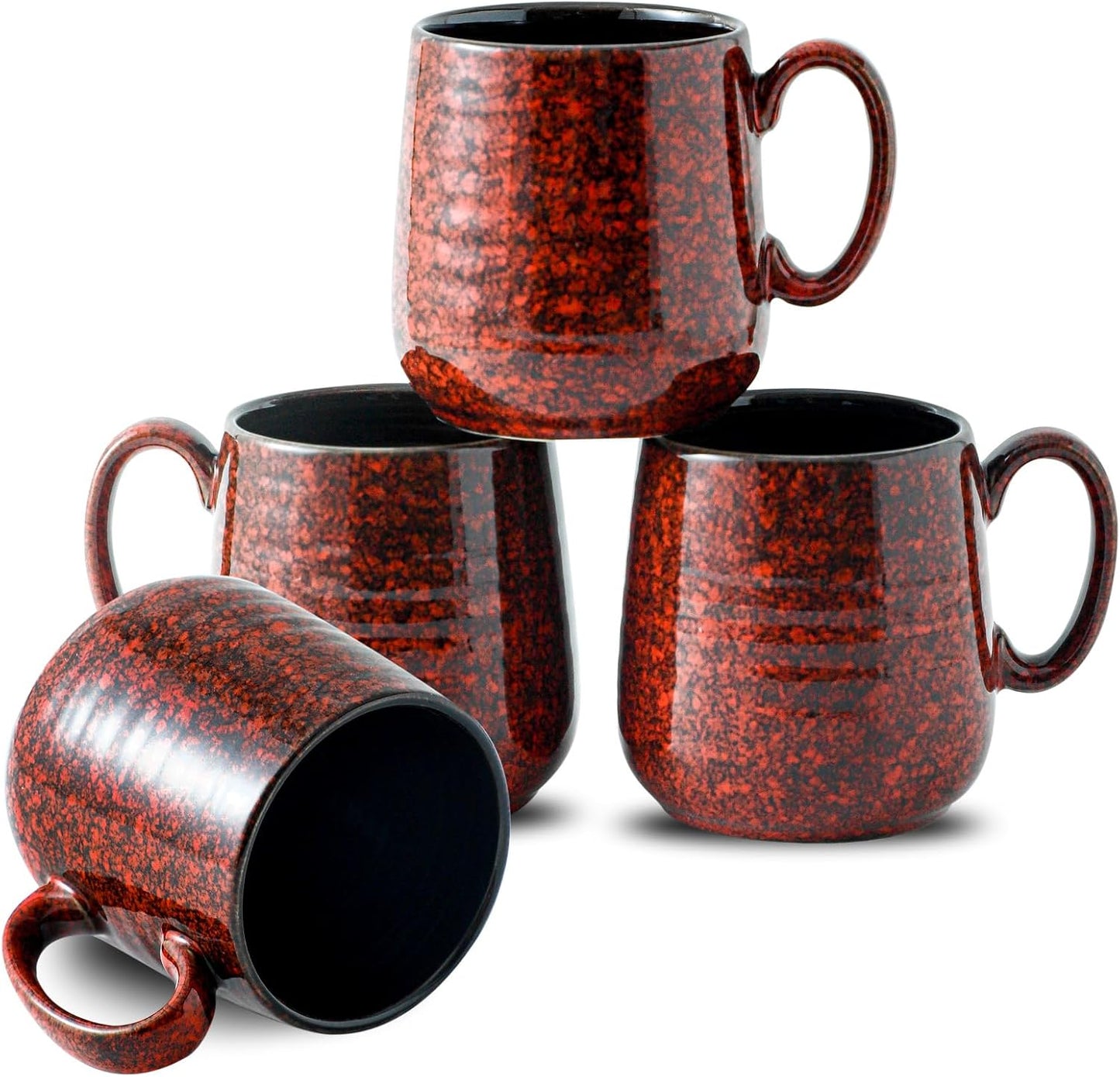 Hasense Coffee Mugs Set of 6, 12 Ounce Coffee Cups Set with Handle, Ceramic Tea Mugs for Kitchen, Blue Latte Mugs for Coffee,Cocoa, Tea, Stylish Mug Gift, Dishwasher and Microwave Safe