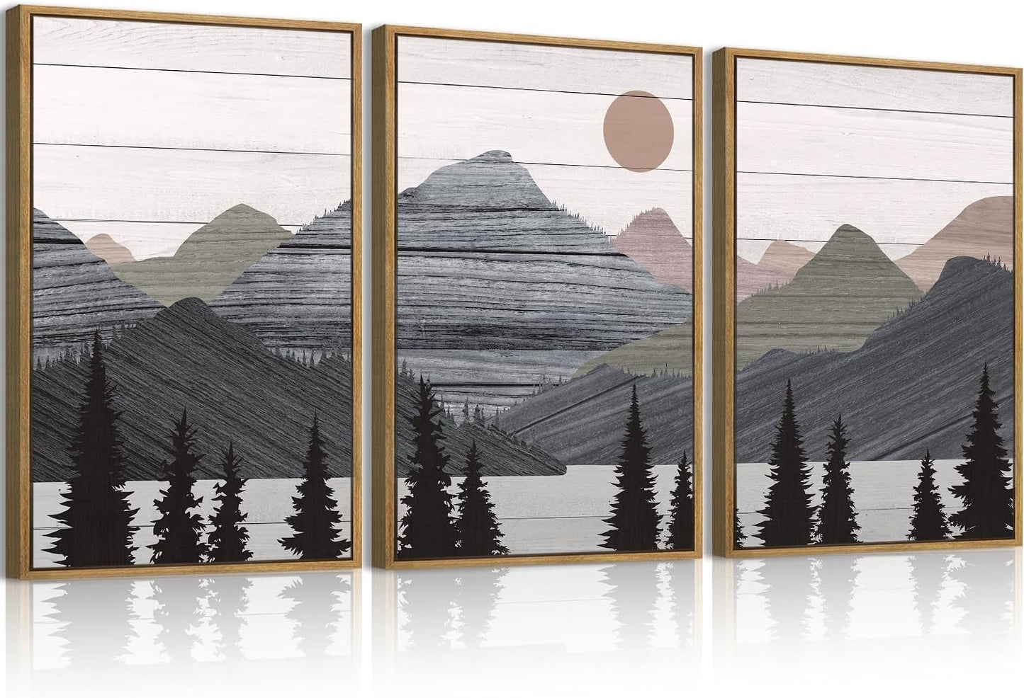 ANHUIB Jesus Wall Art 16x24 Inch Jesus Feeds The 5000 Canvas Wall Art Set of 3 Framed Christian Wall Decor Modern Abstract Art Print for Living Room Bedroom Office