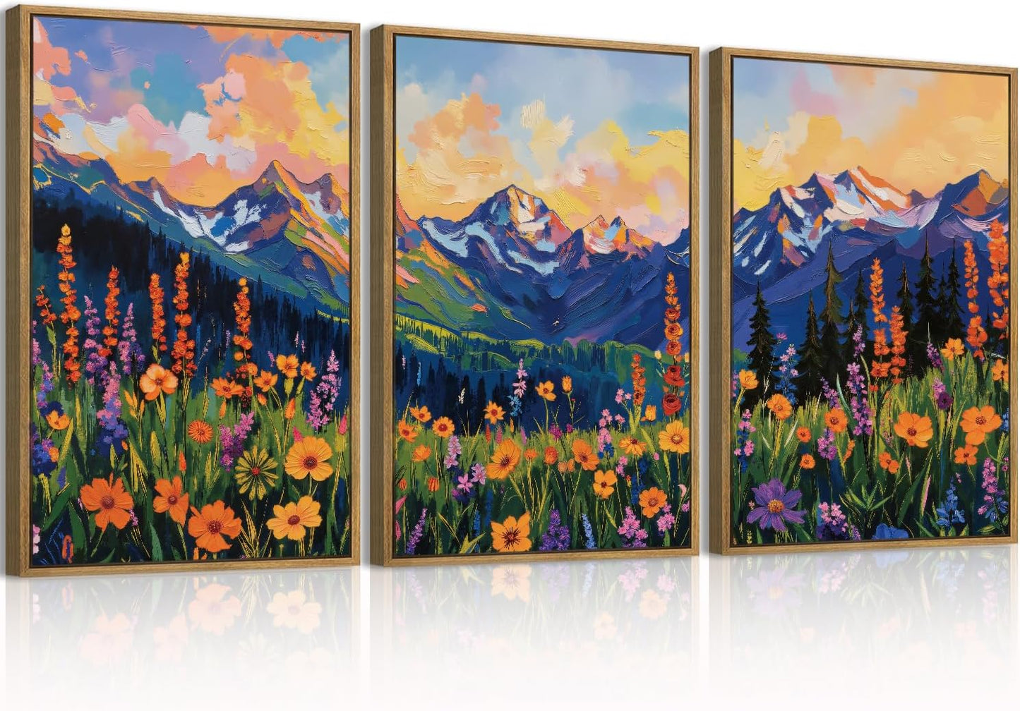 ANHUIB Jesus Wall Art 16x24 Inch Jesus Feeds The 5000 Canvas Wall Art Set of 3 Framed Christian Wall Decor Modern Abstract Art Print for Living Room Bedroom Office