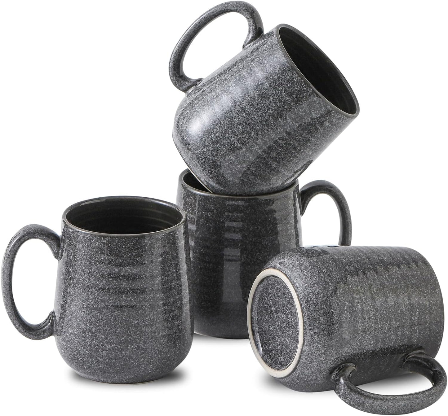 Hasense Coffee Mugs Set of 6, 12 Ounce Coffee Cups Set with Handle, Ceramic Tea Mugs for Kitchen, Blue Latte Mugs for Coffee,Cocoa, Tea, Stylish Mug Gift, Dishwasher and Microwave Safe