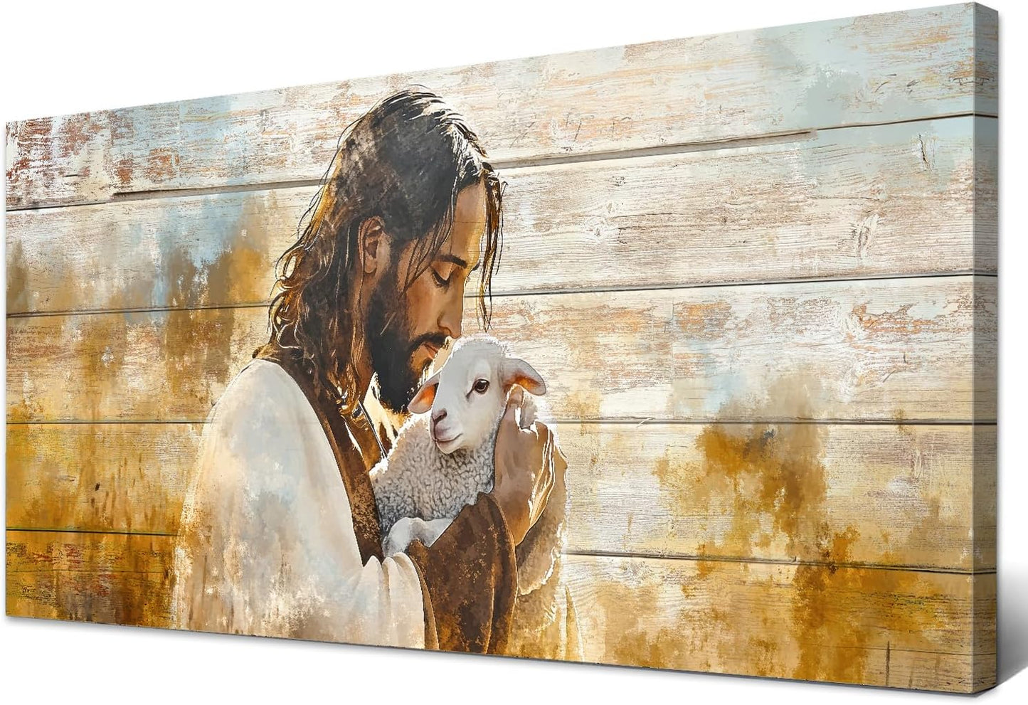 Jesus Walking on Water Wall Art Inspirational Biblical Wall Decor Jesus Walking on Sunset Ocean Picture Christian Religious Painting Decor Nature Beach Poster Artwork Church Home Decorations 20x40”