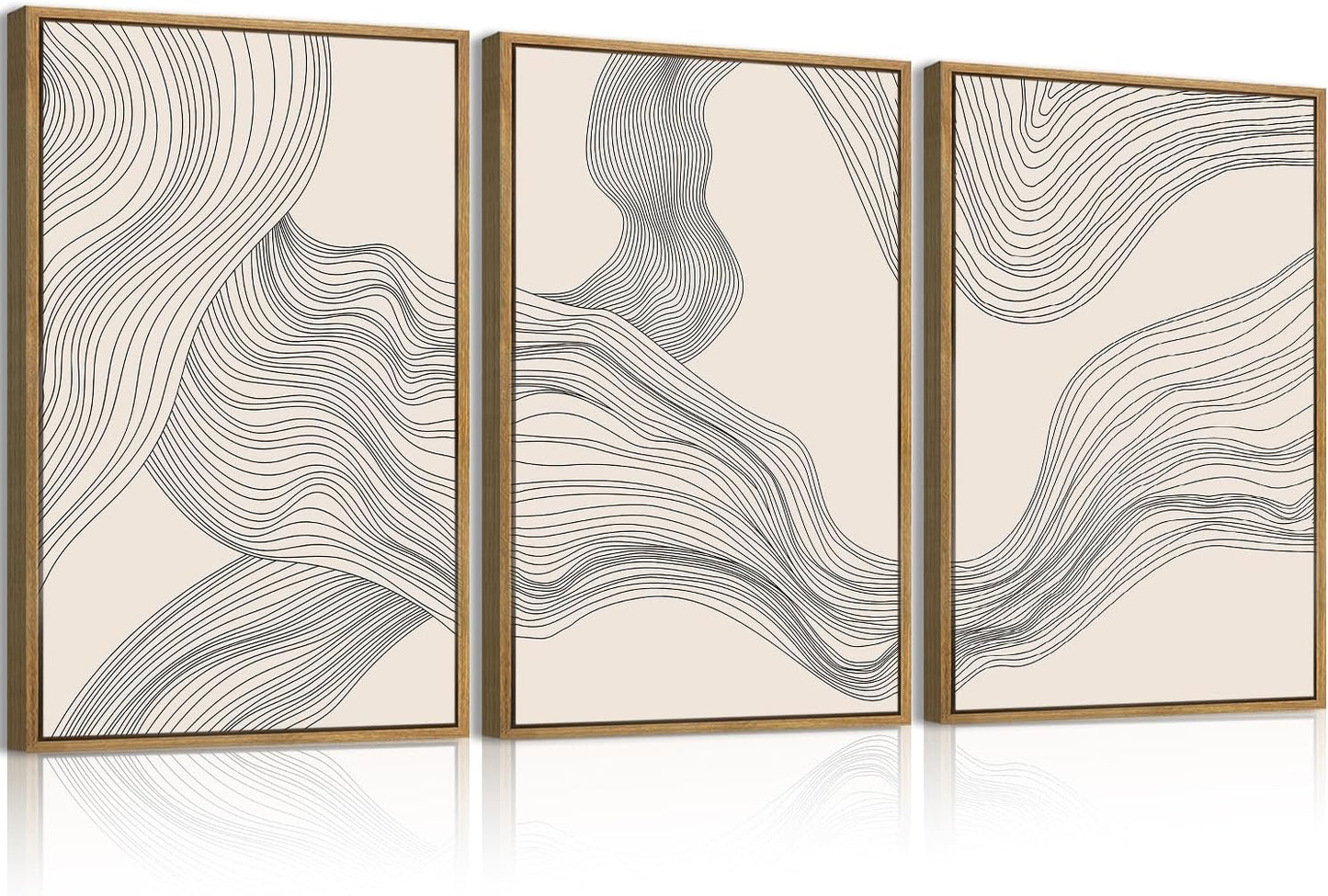 ANHUIB Jesus Wall Art 16x24 Inch Jesus Feeds The 5000 Canvas Wall Art Set of 3 Framed Christian Wall Decor Modern Abstract Art Print for Living Room Bedroom Office
