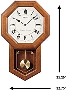 Seiko Light Oak Traditional Schoolhouse Wall Clock with Chime & Pendulum