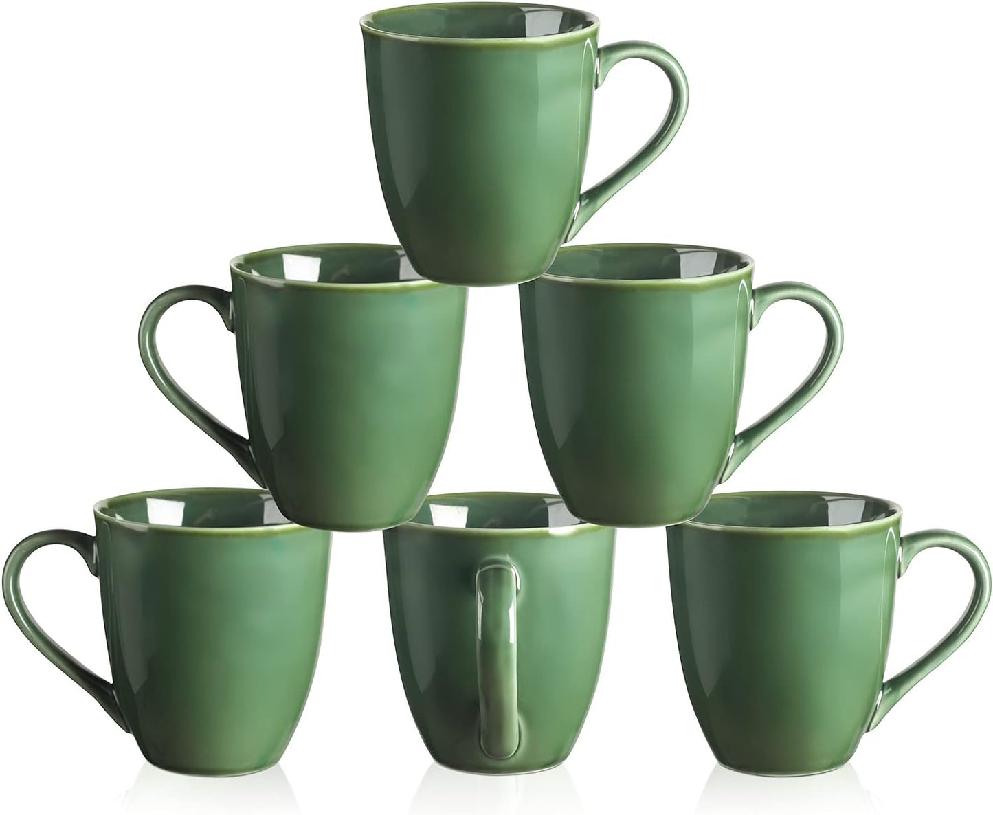 vicrays Coffee Mug Set, 12 Ounce, Set of 6, Ceramic Mug for Men, Women, Unique Glazed Mugs with Handle for Coffee, Tea, Milk, Cocoa, Cereal(blue)