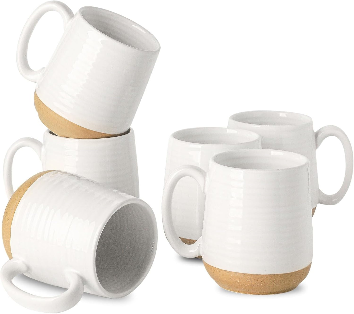 Hasense Porcelain Coffee Mugs Set of 6, 15 Ounce Large Ceramic Coffee Cups Set with Handle for Latte, Tea, Cocoa and Hot Chocolate, Sky Blue Coffee Mugs for Men and Women, Microwave Safe