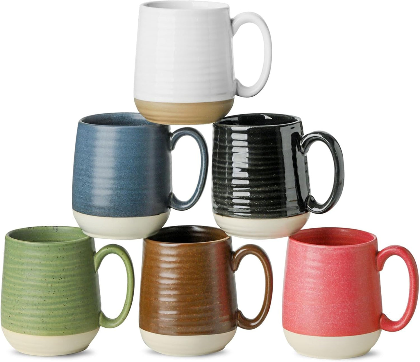 Hasense Porcelain Coffee Mugs Set of 6, 15 Ounce Large Ceramic Coffee Cups Set with Handle for Latte, Tea, Cocoa and Hot Chocolate, Sky Blue Coffee Mugs for Men and Women, Microwave Safe