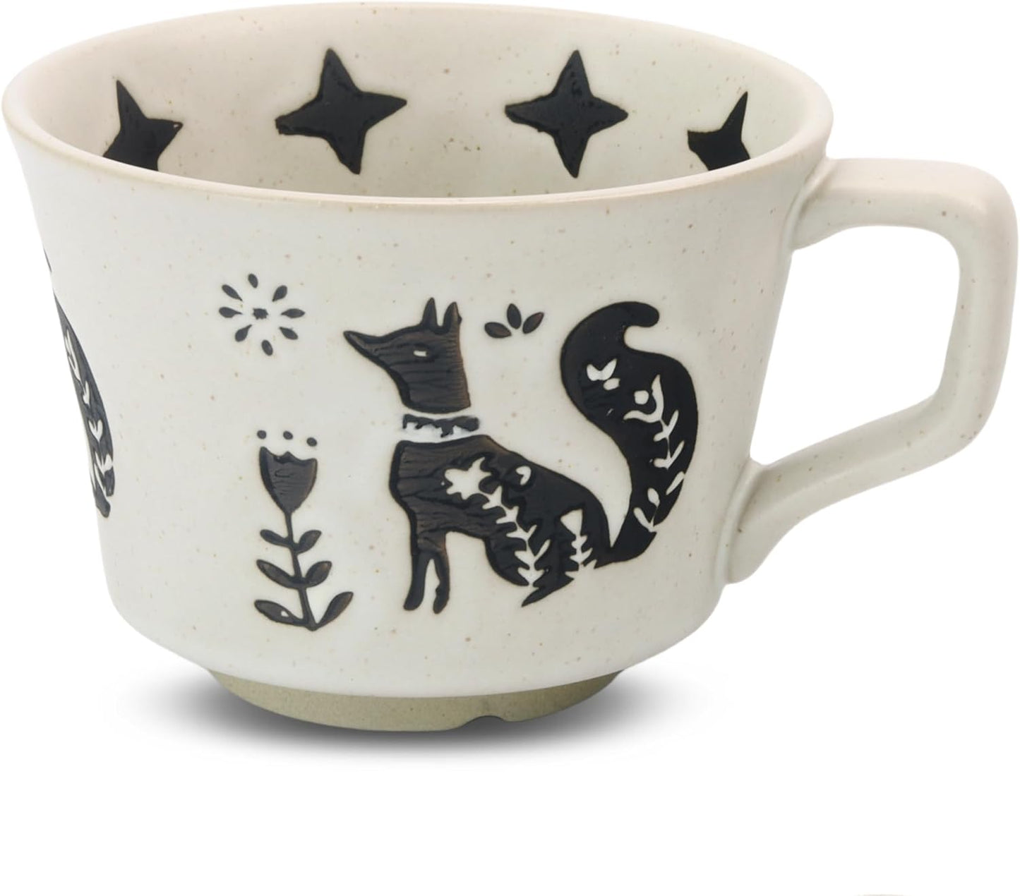 Ceramic Coffee Mug, 12 oz Novelty Unique Teacup with Large Handle, Stoneware Cup for Tea Mocha Latte Cappuccino Espresso (Set of 4, Butterfly Grass Ivy and Leaf)