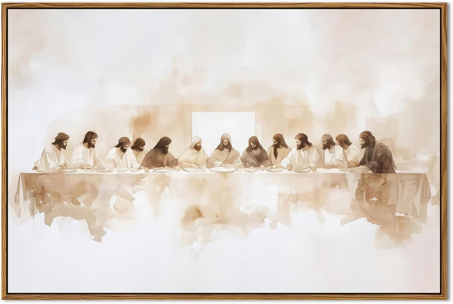 Jesus Last Supper Wall Art, Christian Wall Decor Paintings, Christ Pictures Religious Home Decor for Living Room Dining Room Church Prayer Room Bedroom 24x36 inch Floating Framed