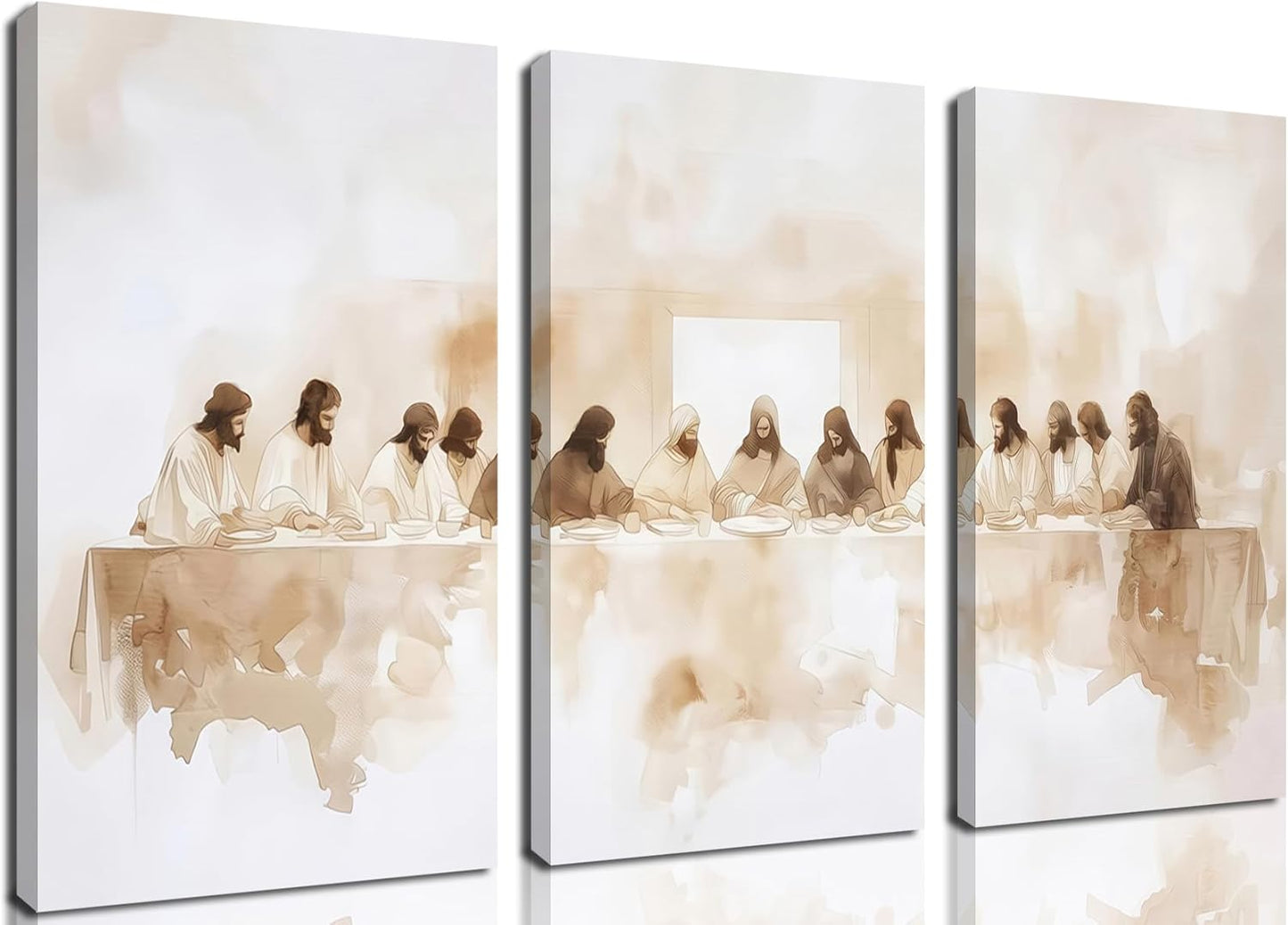 Jesus Last Supper Wall Art, Christian Wall Decor Paintings, Christ Pictures Religious Home Decor for Living Room Dining Room Church Prayer Room Bedroom 24x36 inch Floating Framed