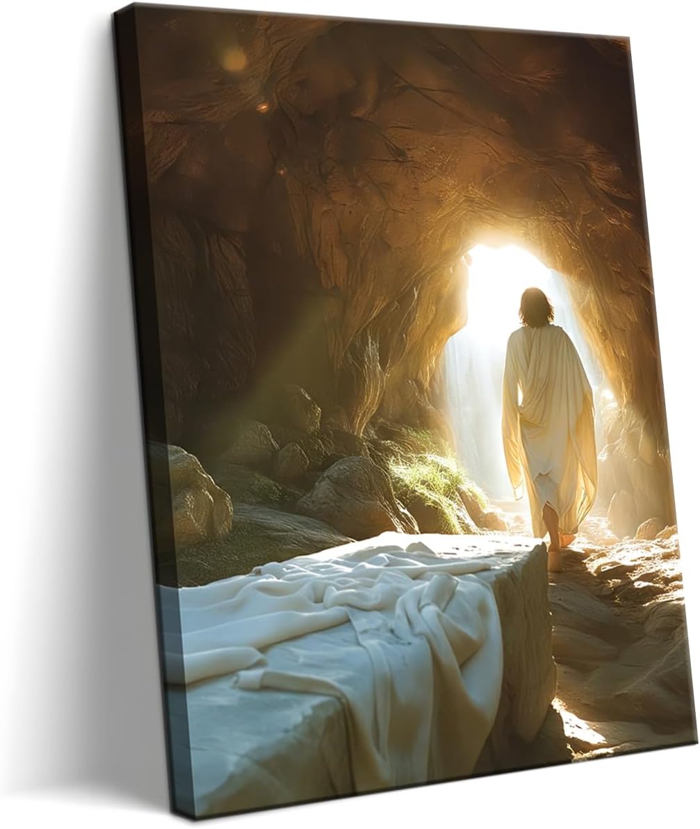 Framed Jesus Canvas Wall Art, Christian The Hand of God Wall Decor Painting, Religion Bible Pictures Posters Prints for Church Prayer Room Living Room Home Decor 24x36 In