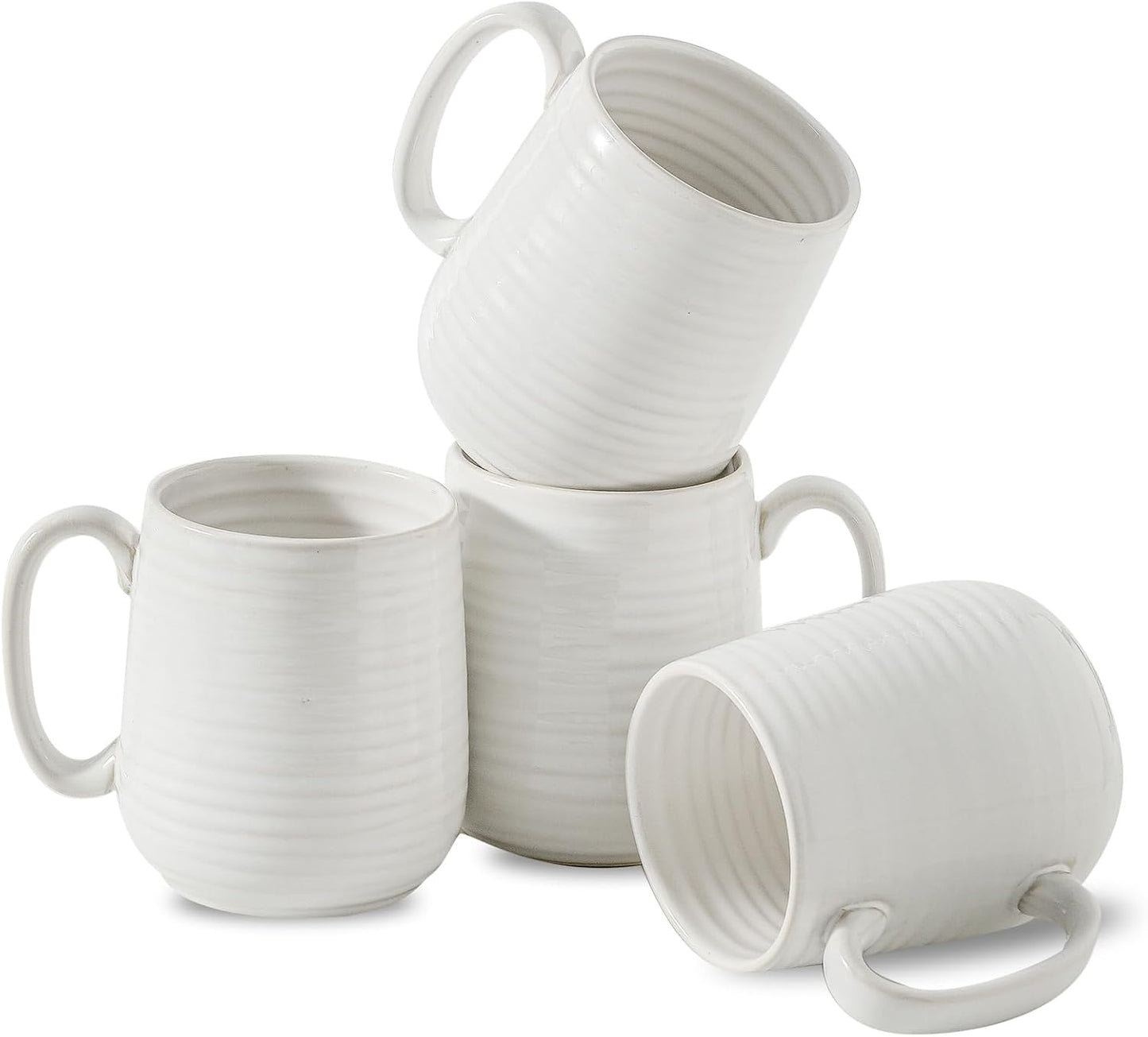 Hasense Porcelain Coffee Mugs Set of 6, 15 Ounce Large Ceramic Coffee Cups Set with Handle for Latte, Tea, Cocoa and Hot Chocolate, Sky Blue Coffee Mugs for Men and Women, Microwave Safe