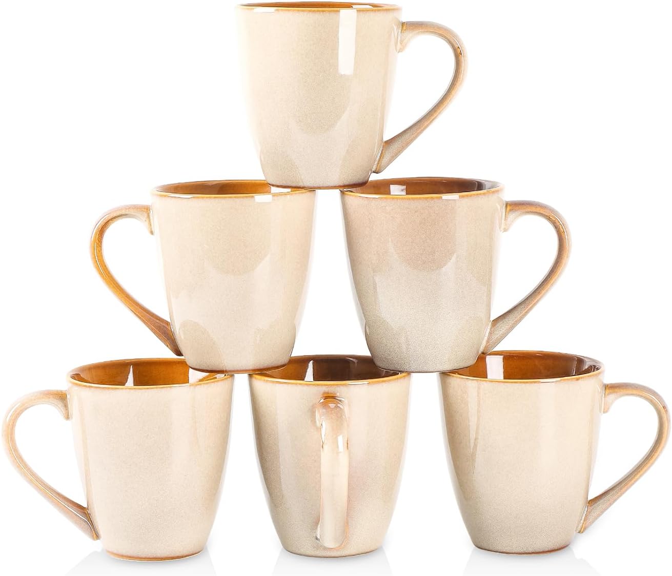 vicrays Coffee Mug Set, 12 Ounce, Set of 6, Ceramic Mug for Men, Women, Unique Glazed Mugs with Handle for Coffee, Tea, Milk, Cocoa, Cereal(blue)