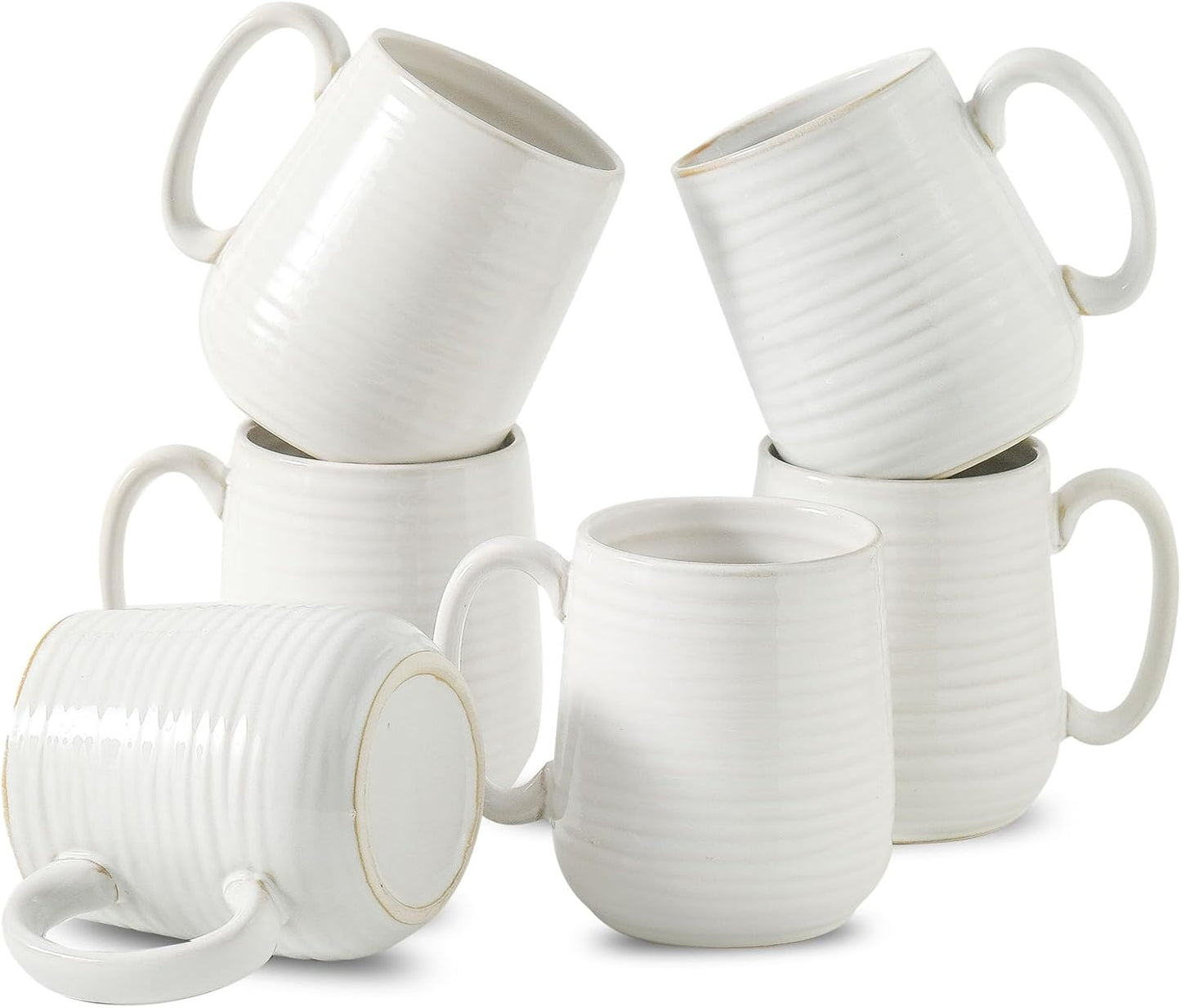 Hasense Coffee Mugs Set of 6, 12 Ounce Coffee Cups Set with Handle, Ceramic Tea Mugs for Kitchen, Blue Latte Mugs for Coffee,Cocoa, Tea, Stylish Mug Gift, Dishwasher and Microwave Safe