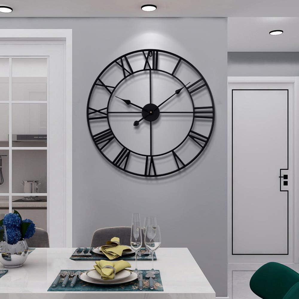 LEIKE 40 Inch Extra Large Wall Clock, Decorative Oversized Arabic Numerals Battery Operated Black Metal Wall Clocks for Living Room,Kitchen,Office, Farmhouse,Entrance Decor