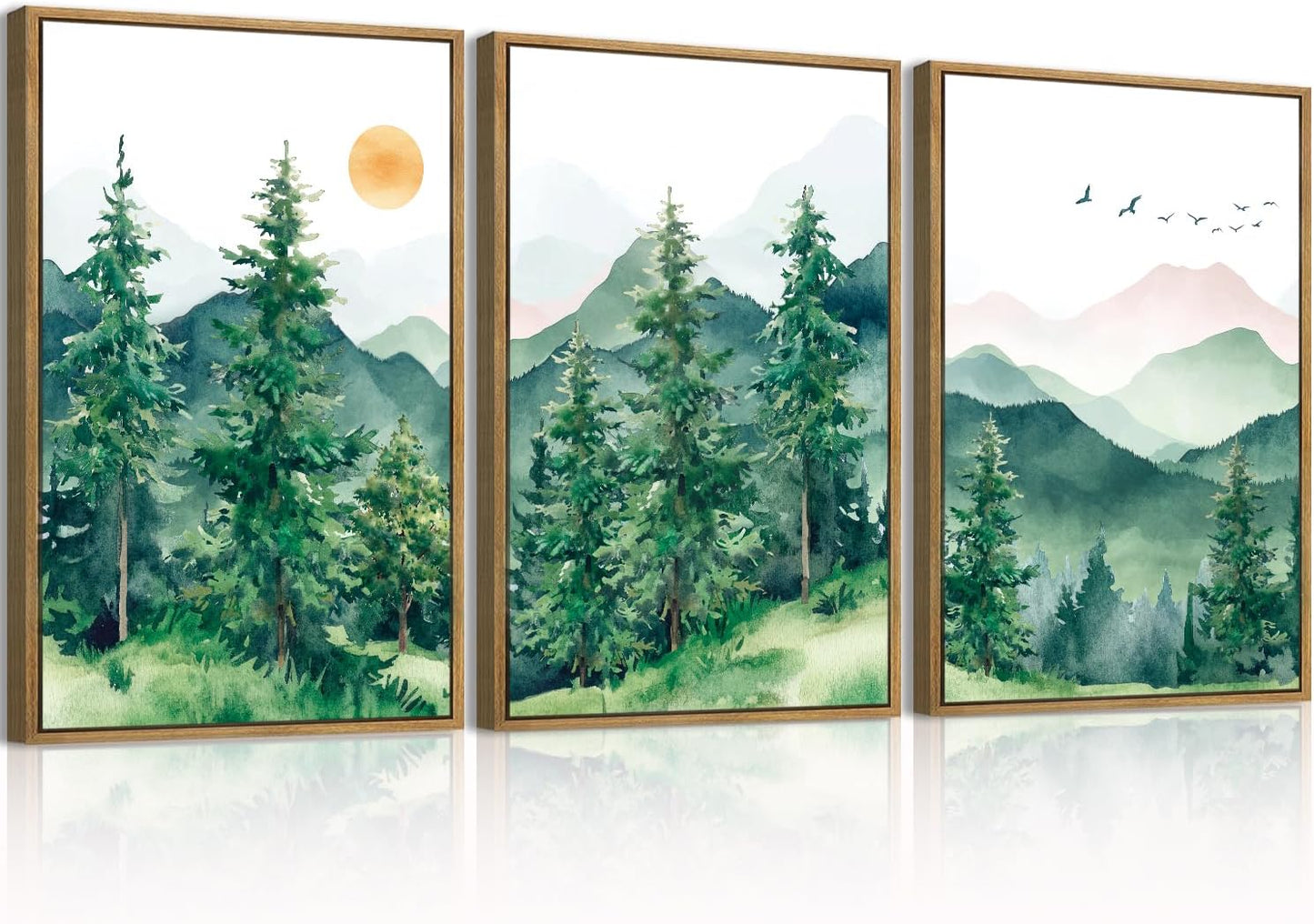 ANHUIB Jesus Wall Art 16x24 Inch Jesus Feeds The 5000 Canvas Wall Art Set of 3 Framed Christian Wall Decor Modern Abstract Art Print for Living Room Bedroom Office