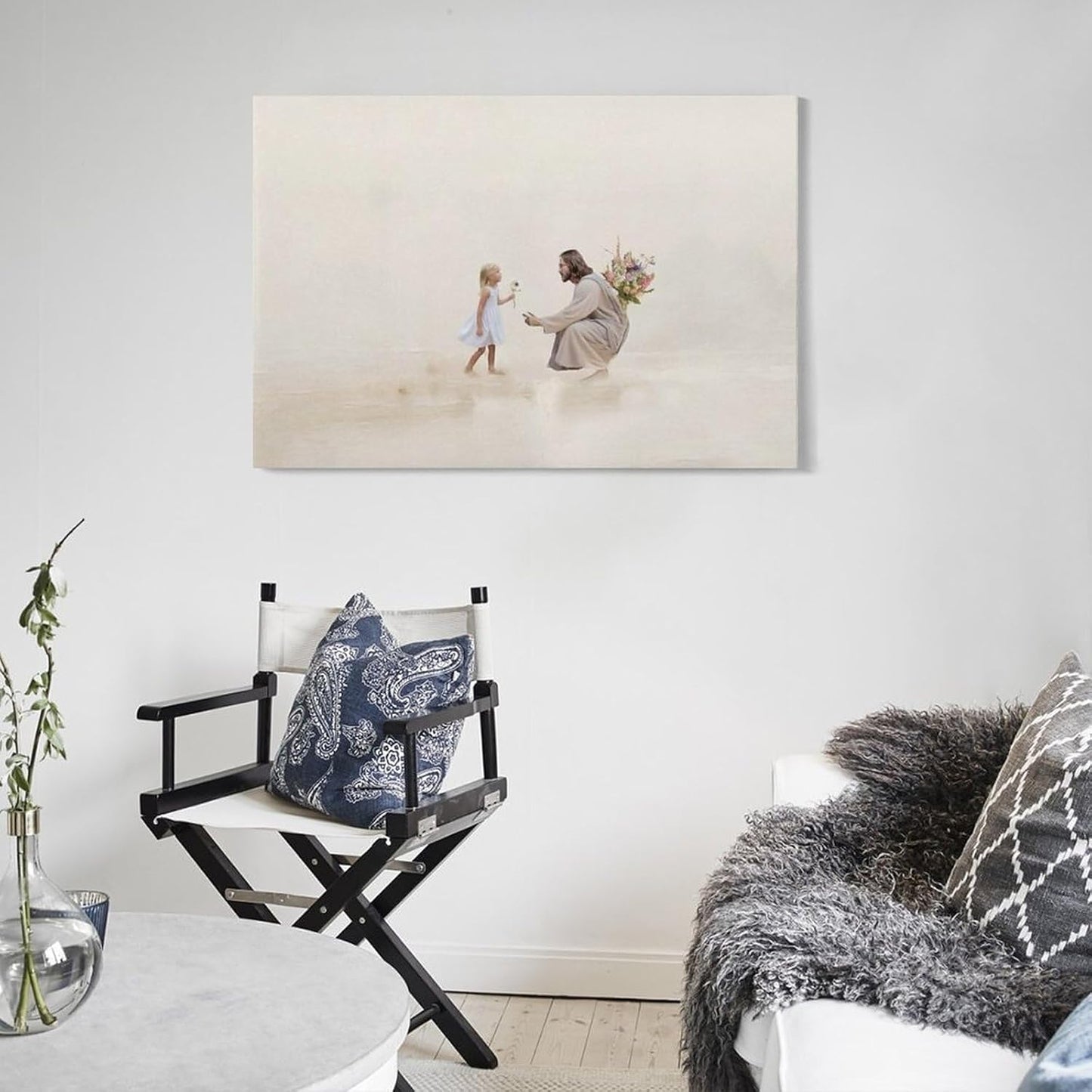Jesus Christ Mural - Jesus And Blonde Girl - Jesus Art Minimalist Bible Canvas Painting Christian Painting Jesus God Gift Poster Picture Living Room Bedroom Decoration 16x24inch(40x60cm)
