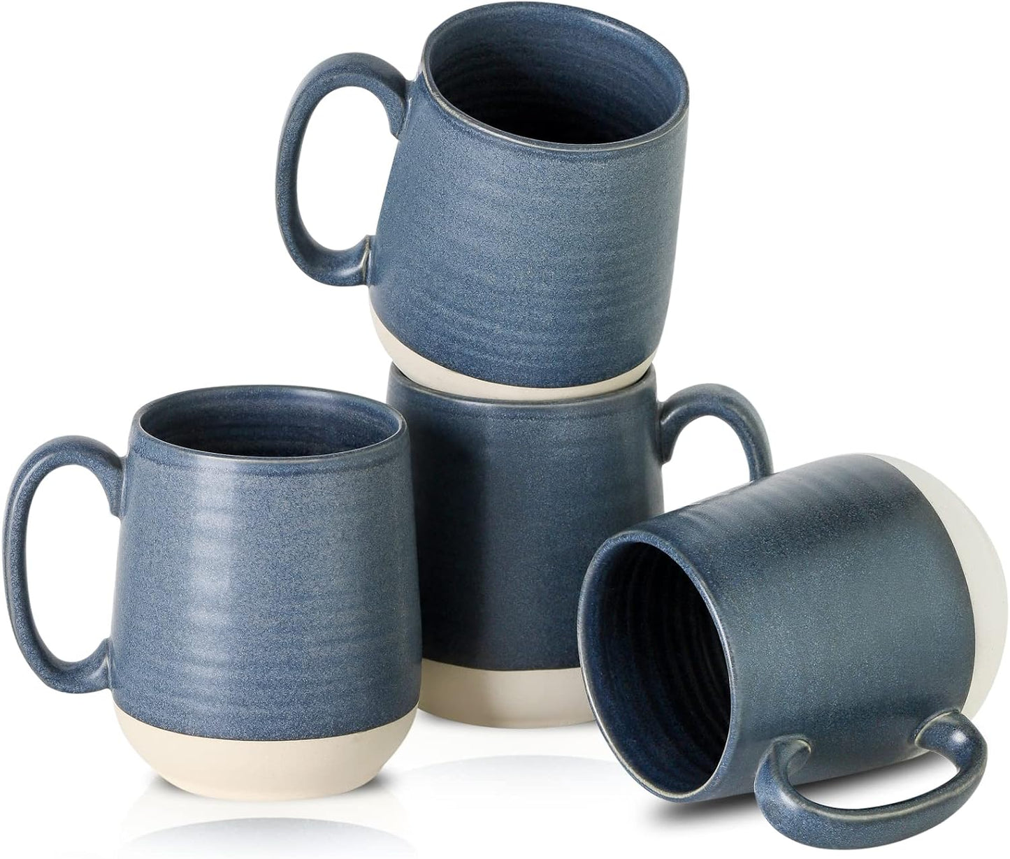 Hasense Porcelain Coffee Mugs Set of 6, 15 Ounce Large Ceramic Coffee Cups Set with Handle for Latte, Tea, Cocoa and Hot Chocolate, Sky Blue Coffee Mugs for Men and Women, Microwave Safe