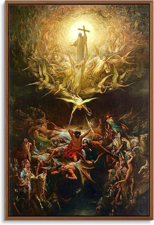 Floating Frame Canvas Print Wall Art - The Triumph of Christianity Over Paganism by Gustave Doré - 16x24 inches