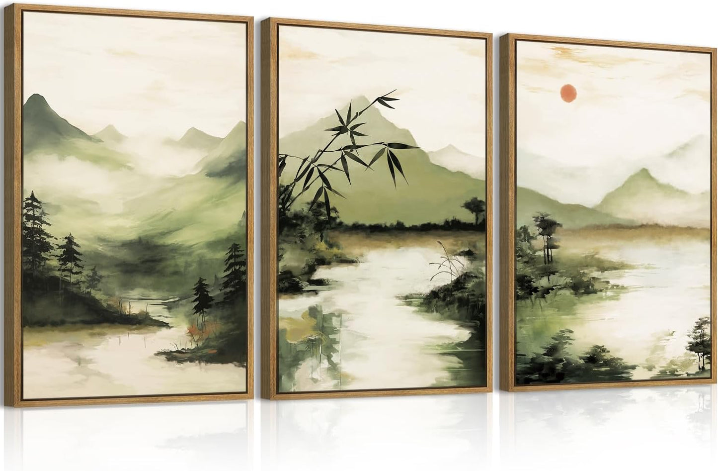 ANHUIB Jesus Wall Art 16x24 Inch Jesus Feeds The 5000 Canvas Wall Art Set of 3 Framed Christian Wall Decor Modern Abstract Art Print for Living Room Bedroom Office