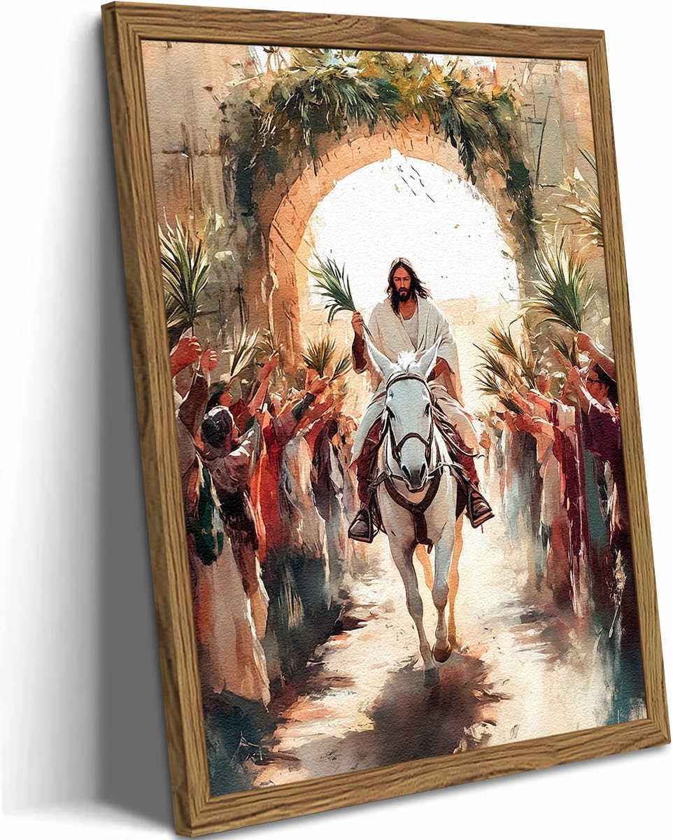 Jesus and Lamb Wall Art 3D Textured Hand Drawn Sandstone Lost Lamb Wall Decor, Jesus Leaves the 99 Sheep Christian Paintings Artwork for Living Prayer Room Bedroom 24x36 inch Wood Framed