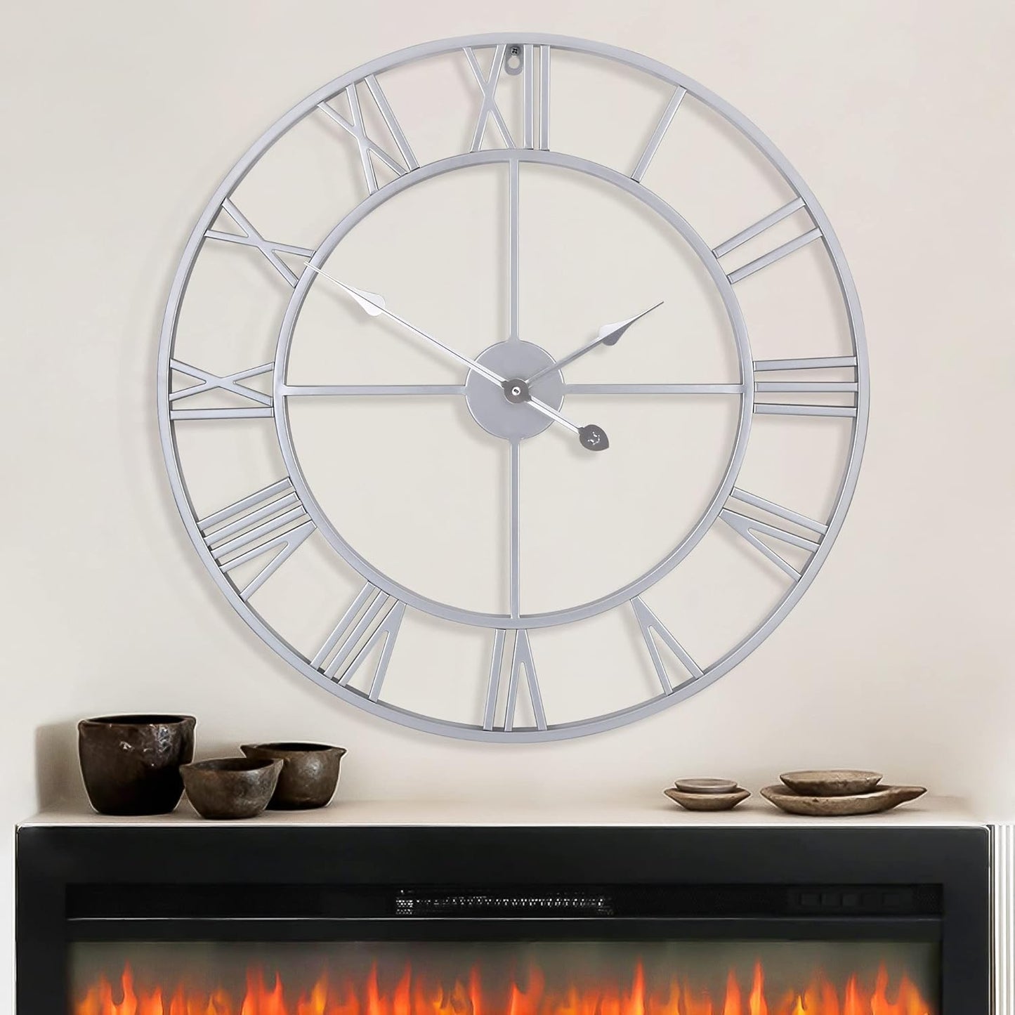 LEIKE 40 Inch Extra Large Wall Clock, Decorative Oversized Arabic Numerals Battery Operated Black Metal Wall Clocks for Living Room,Kitchen,Office, Farmhouse,Entrance Decor