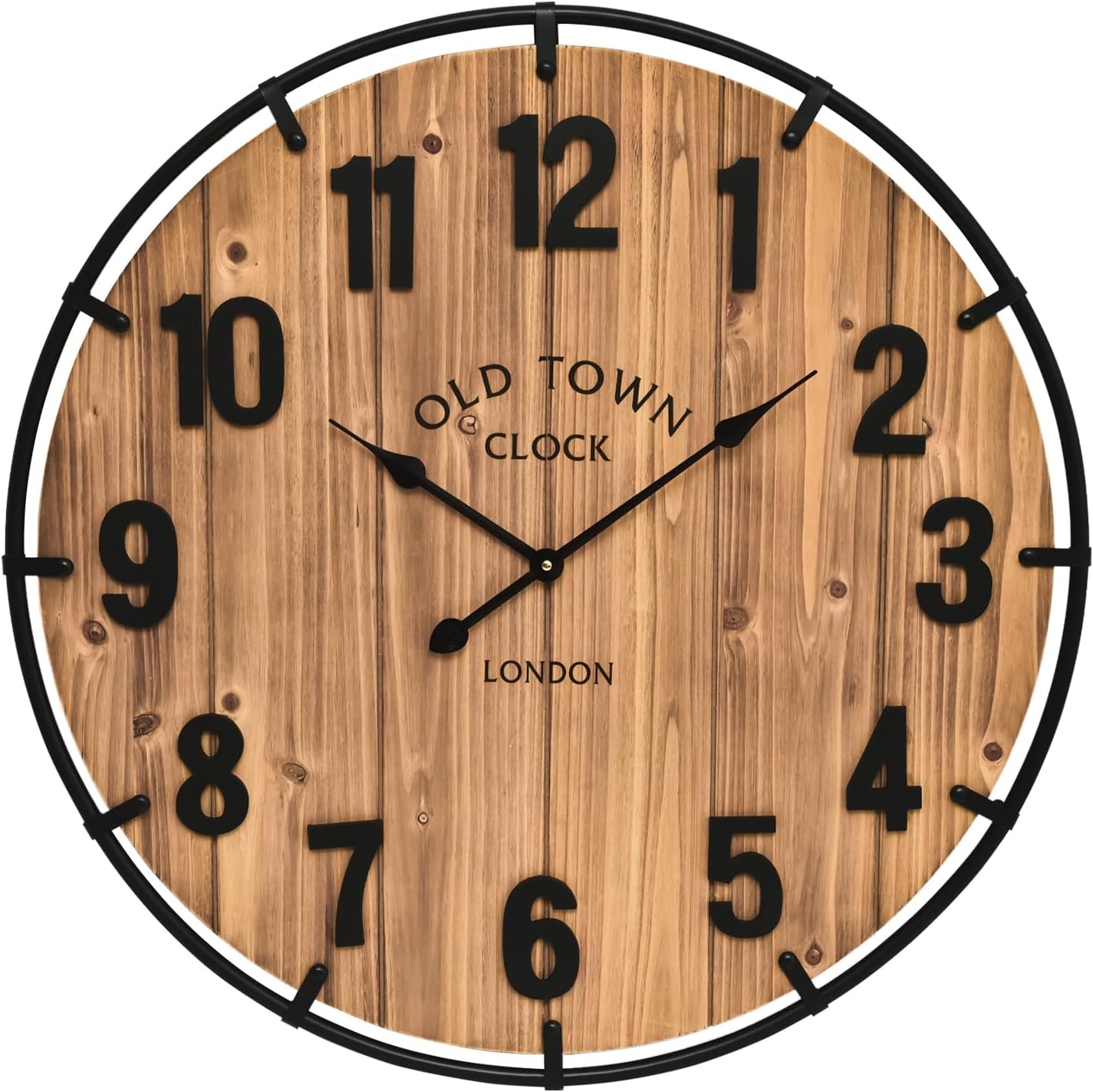 30 Inch Large Wall Clock Farmhouse Style - Brown Silent Non-Ticking Rustic Decor for Living Room, Kitchen, Bedroom