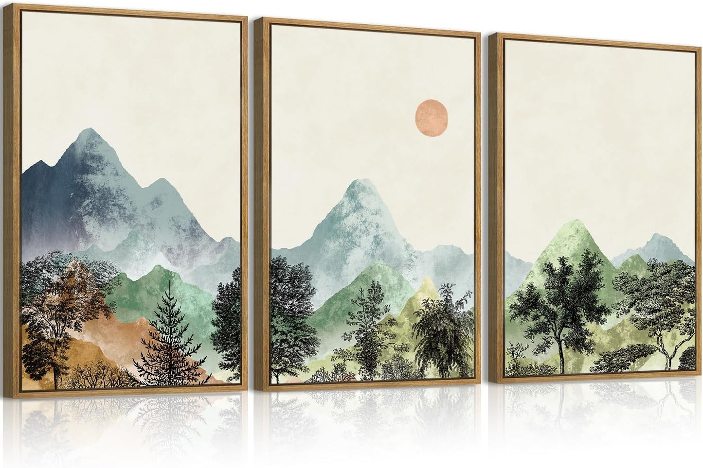 ANHUIB Jesus Wall Art 16x24 Inch Jesus Feeds The 5000 Canvas Wall Art Set of 3 Framed Christian Wall Decor Modern Abstract Art Print for Living Room Bedroom Office
