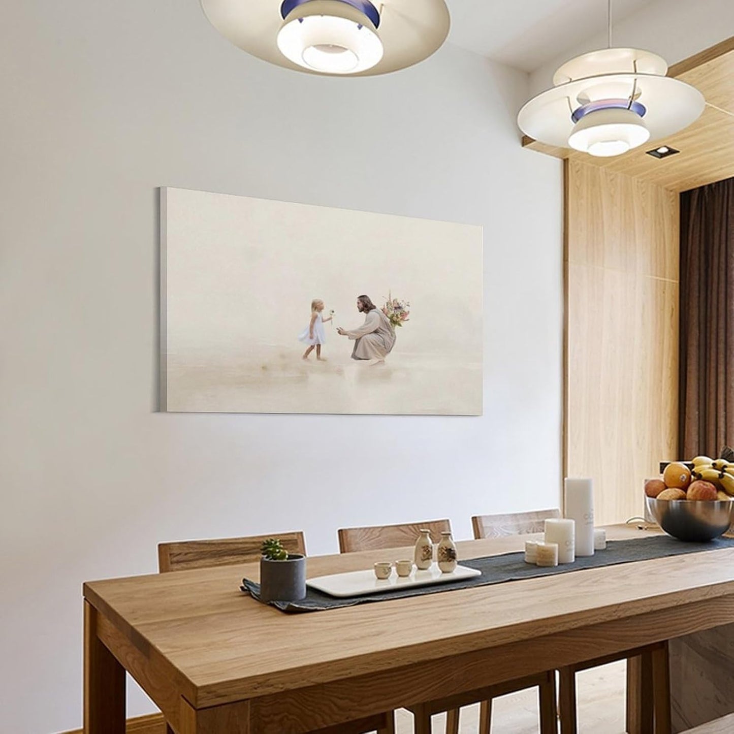 Jesus Christ Mural - Jesus And Blonde Girl - Jesus Art Minimalist Bible Canvas Painting Christian Painting Jesus God Gift Poster Picture Living Room Bedroom Decoration 16x24inch(40x60cm)