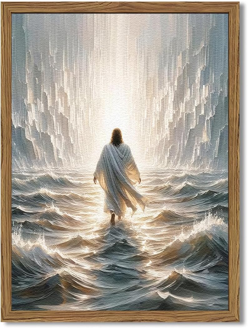 Jesus Last Supper Wall Art, Christian Wall Decor Paintings, Christ Pictures Religious Home Decor for Living Room Dining Room Church Prayer Room Bedroom 24x36 inch Floating Framed