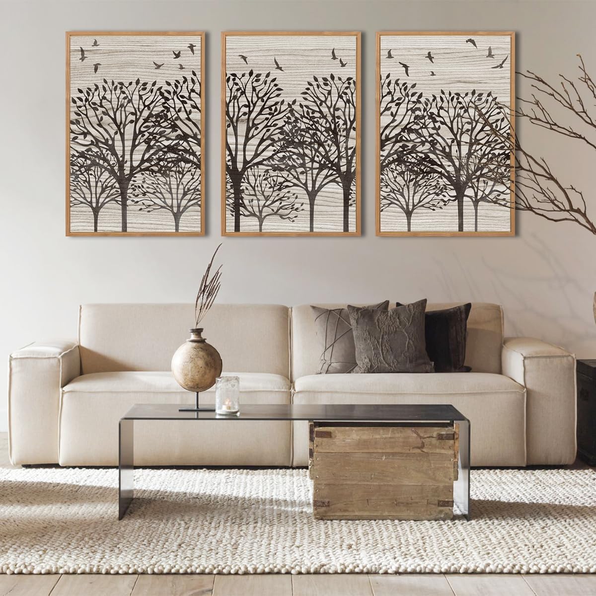 ANHUIB Jesus Wall Art 16x24 Inch Jesus Feeds The 5000 Canvas Wall Art Set of 3 Framed Christian Wall Decor Modern Abstract Art Print for Living Room Bedroom Office