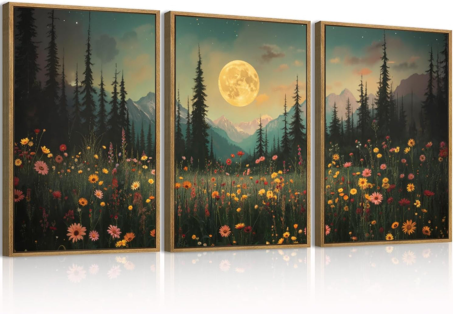 ANHUIB Jesus Wall Art 16x24 Inch Jesus Feeds The 5000 Canvas Wall Art Set of 3 Framed Christian Wall Decor Modern Abstract Art Print for Living Room Bedroom Office