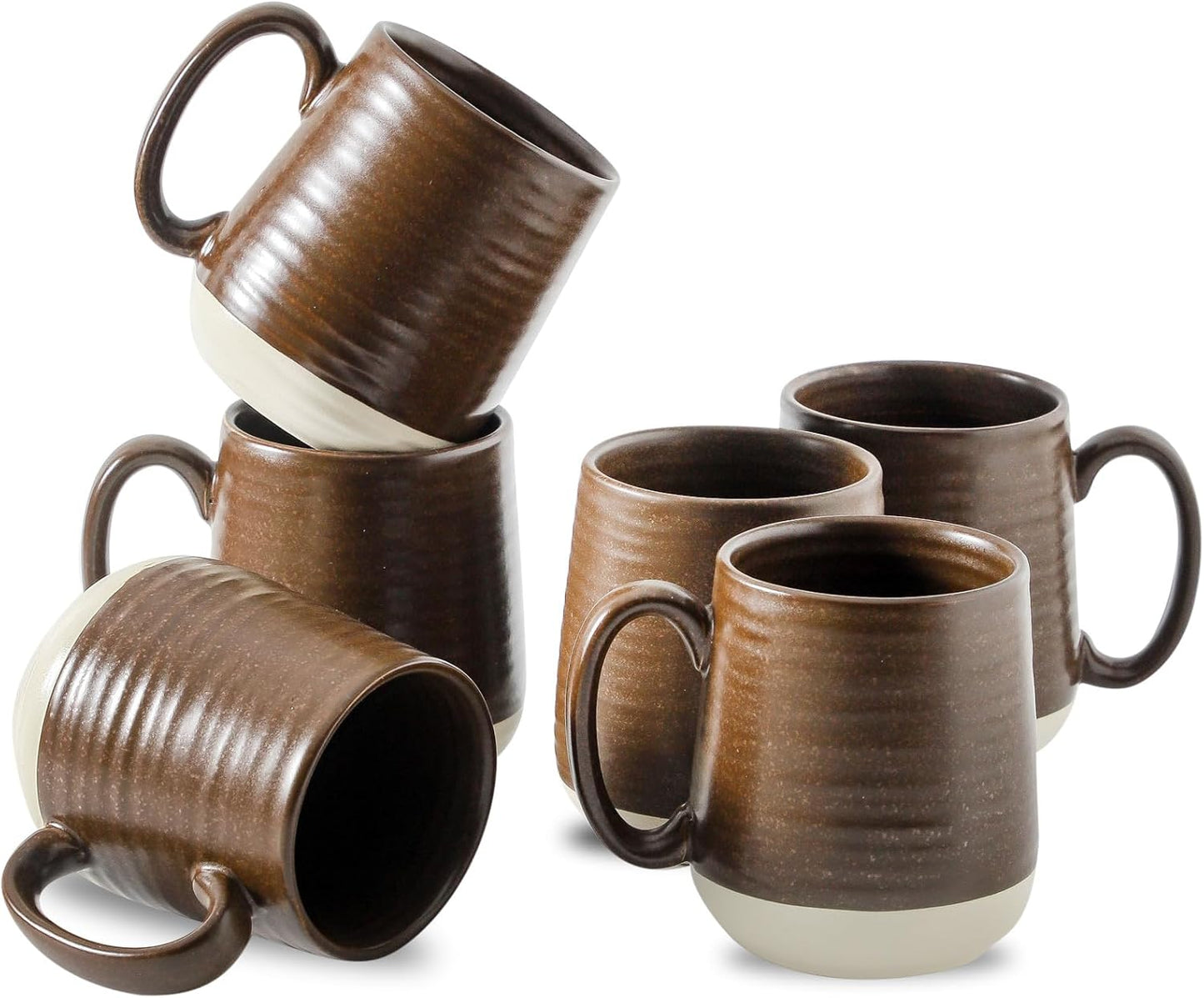 Hasense Porcelain Coffee Mugs Set of 6, 15 Ounce Large Ceramic Coffee Cups Set with Handle for Latte, Tea, Cocoa and Hot Chocolate, Sky Blue Coffee Mugs for Men and Women, Microwave Safe